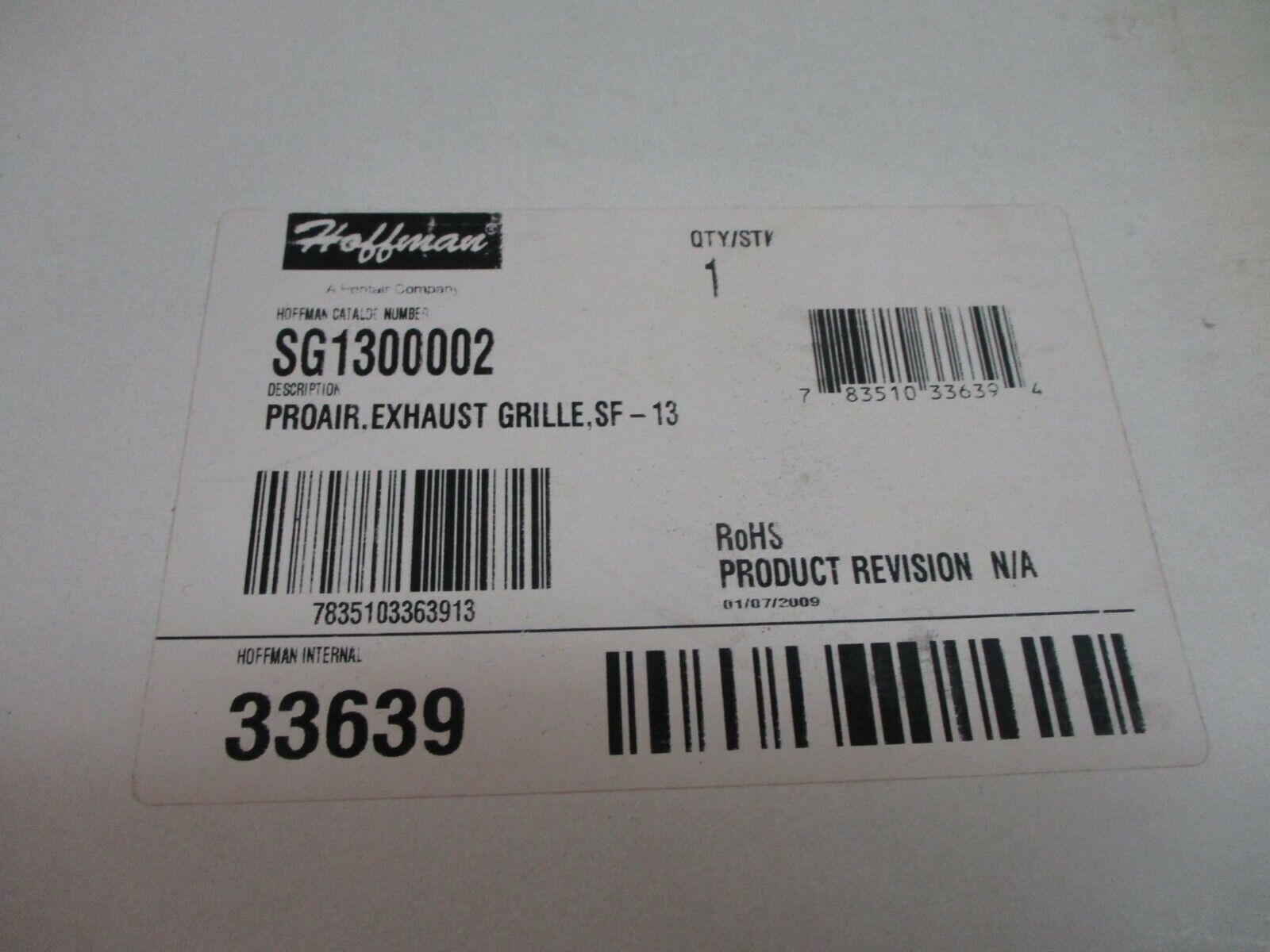 Hoffman Proair Exhaust Grille SG1300002 SF-13 New Surplus