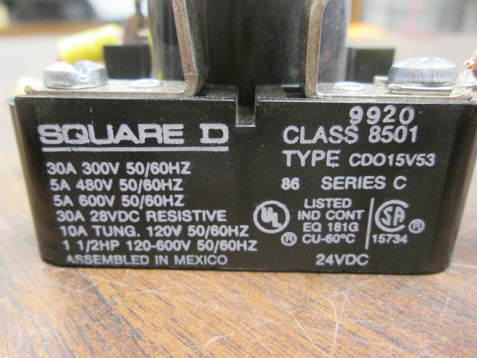 Square D Power Relay 8501 CD015V53 5A/30A 300/480/600V Used