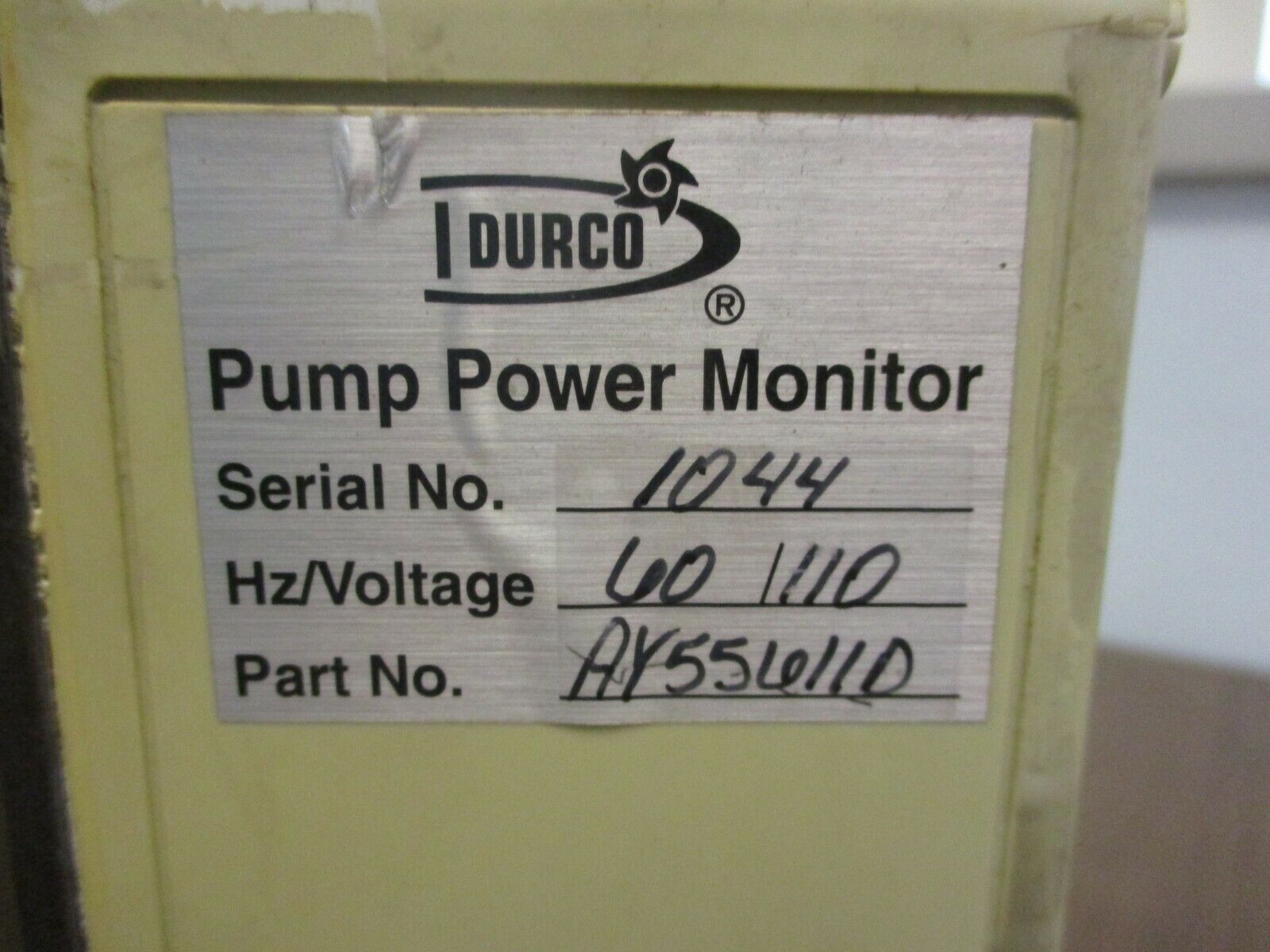 Durco KW941 Pump Power Monitor AY55611D 100V 60Hz Used