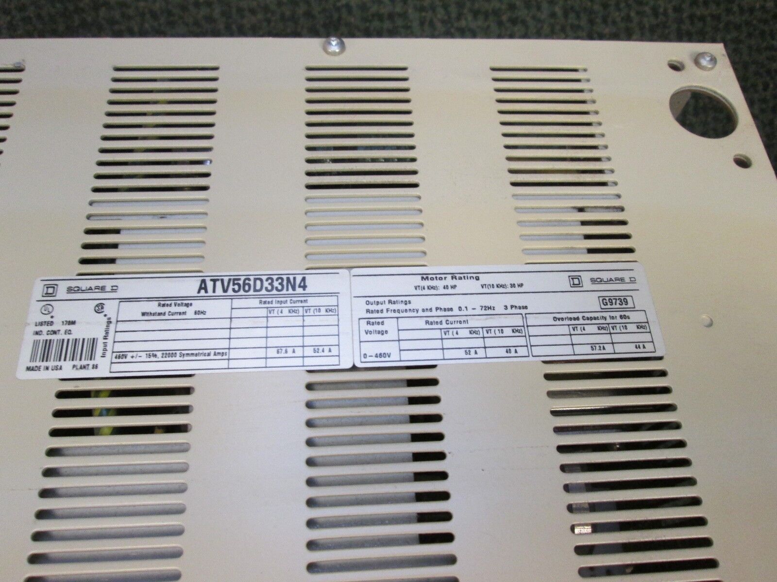 Square D Altivar 56 AC Drive ATV56D33N4 30HP Used
