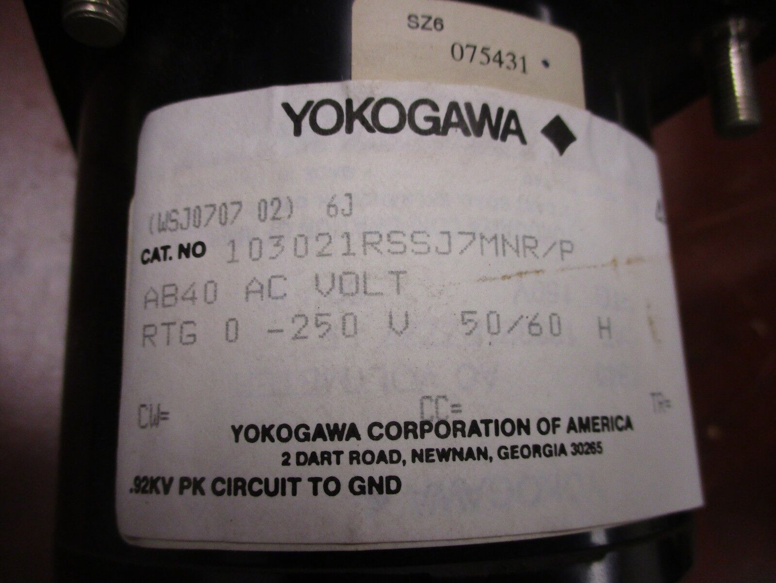 Asco / Yokogawa AC Volt Meter 103021RSSJ7MNR/P Range: 0-600V Used