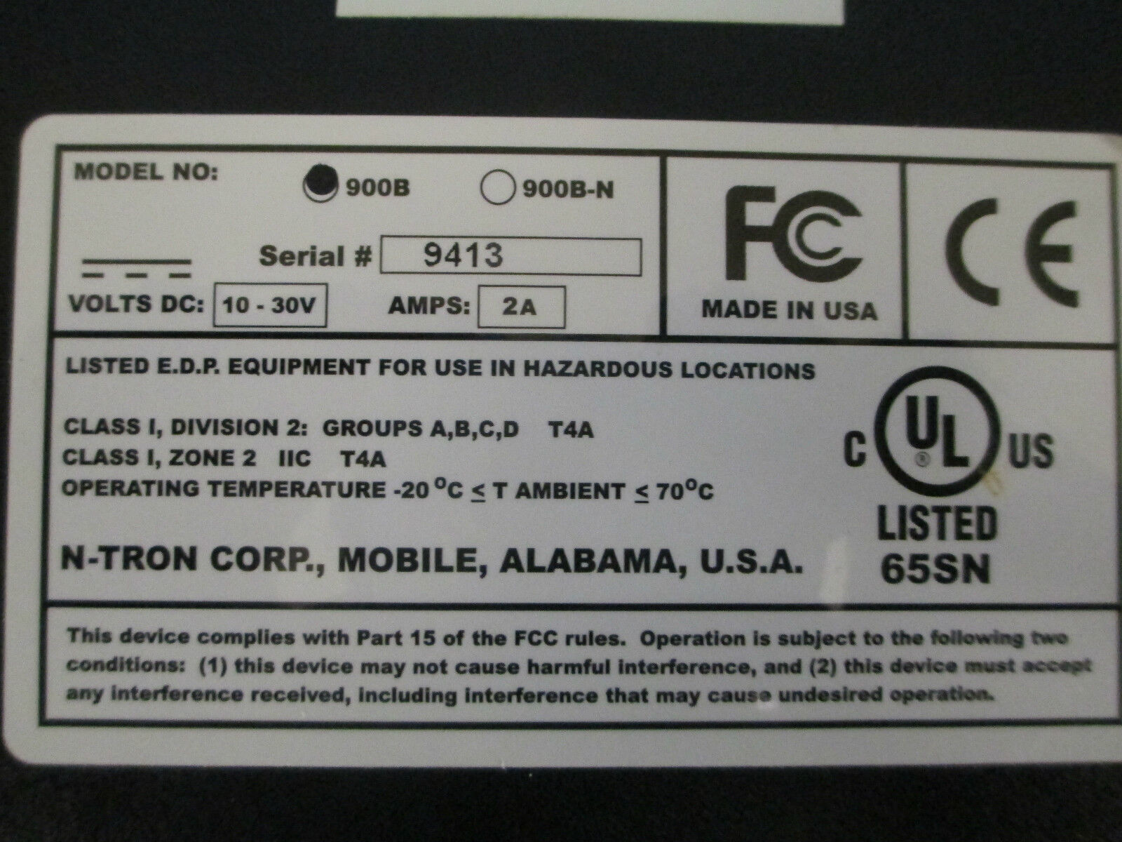 N-Tron 900B 10-30VDC 2A Used