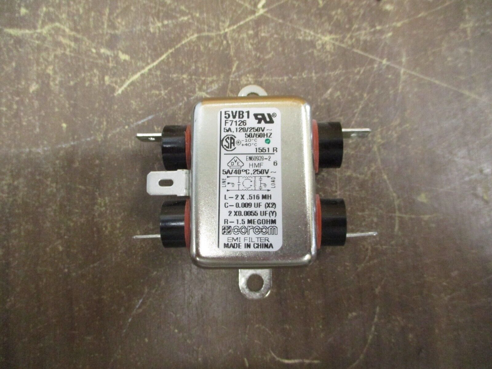 Corcom EMI Filter 5VB1 F7126 120/250V 5A 50/60Hz *Lot of 3* Used