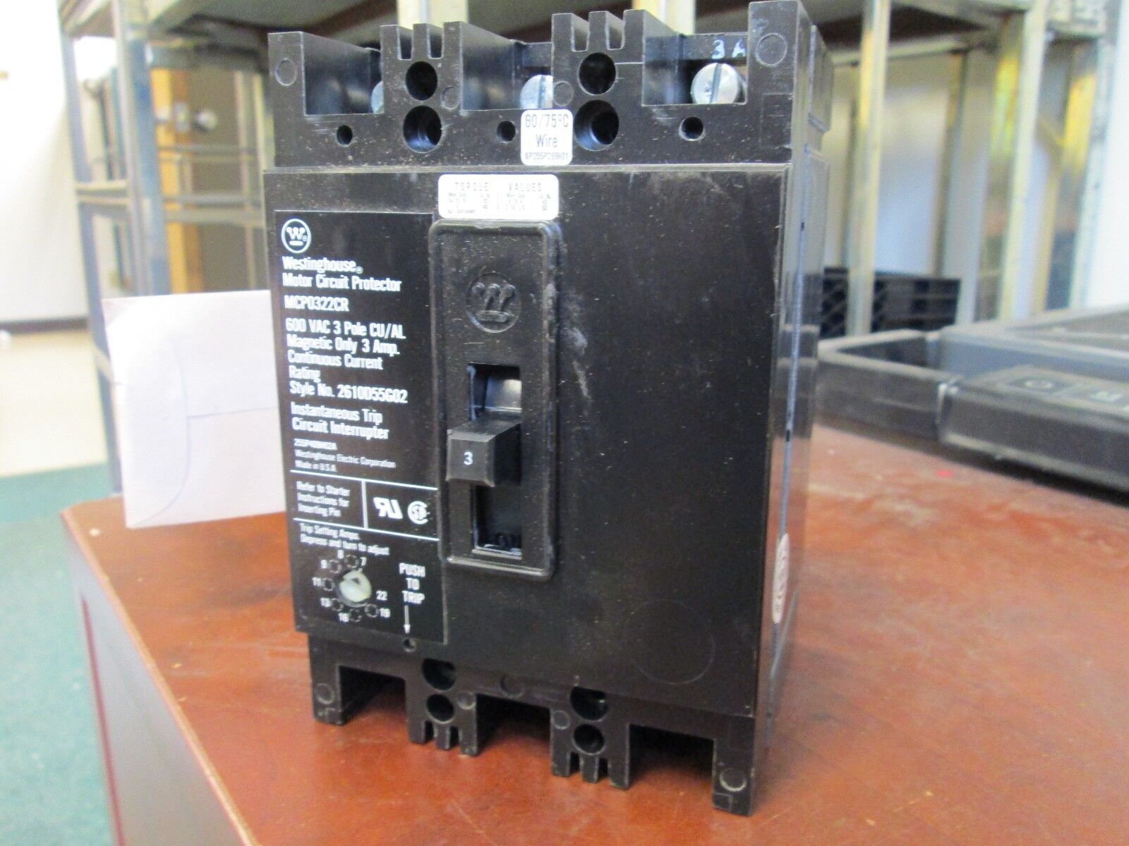 Westinghouse Motor Circuit Protector MCP0322CR 3A 600V AC 3P New Surplus
