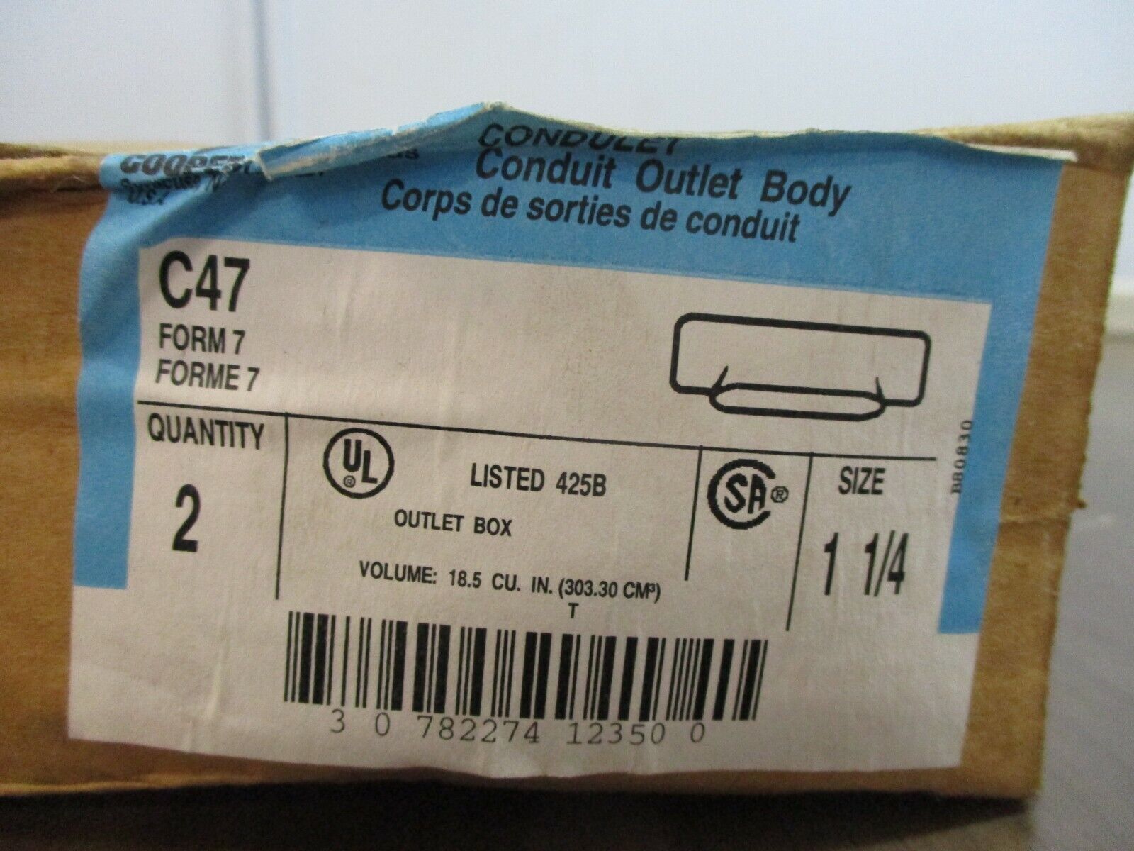 Cooper Crouse-Hinds Condulet Conduit Body C47 Form 7 Size: 1-1/4" *Box of 2*