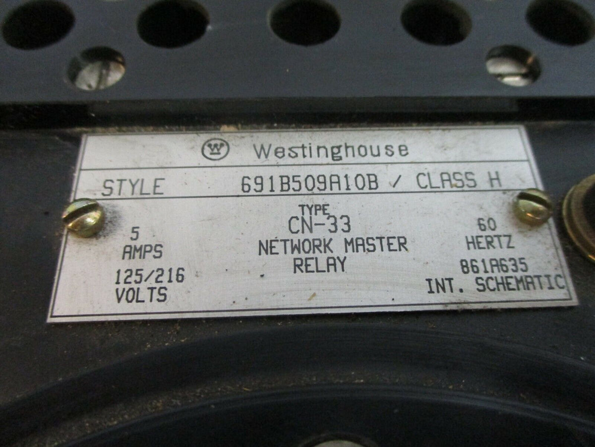 Westinghouse CN-33 Network Master Relay 691B509A10B 5A 125/216V 60Hz New Surplus