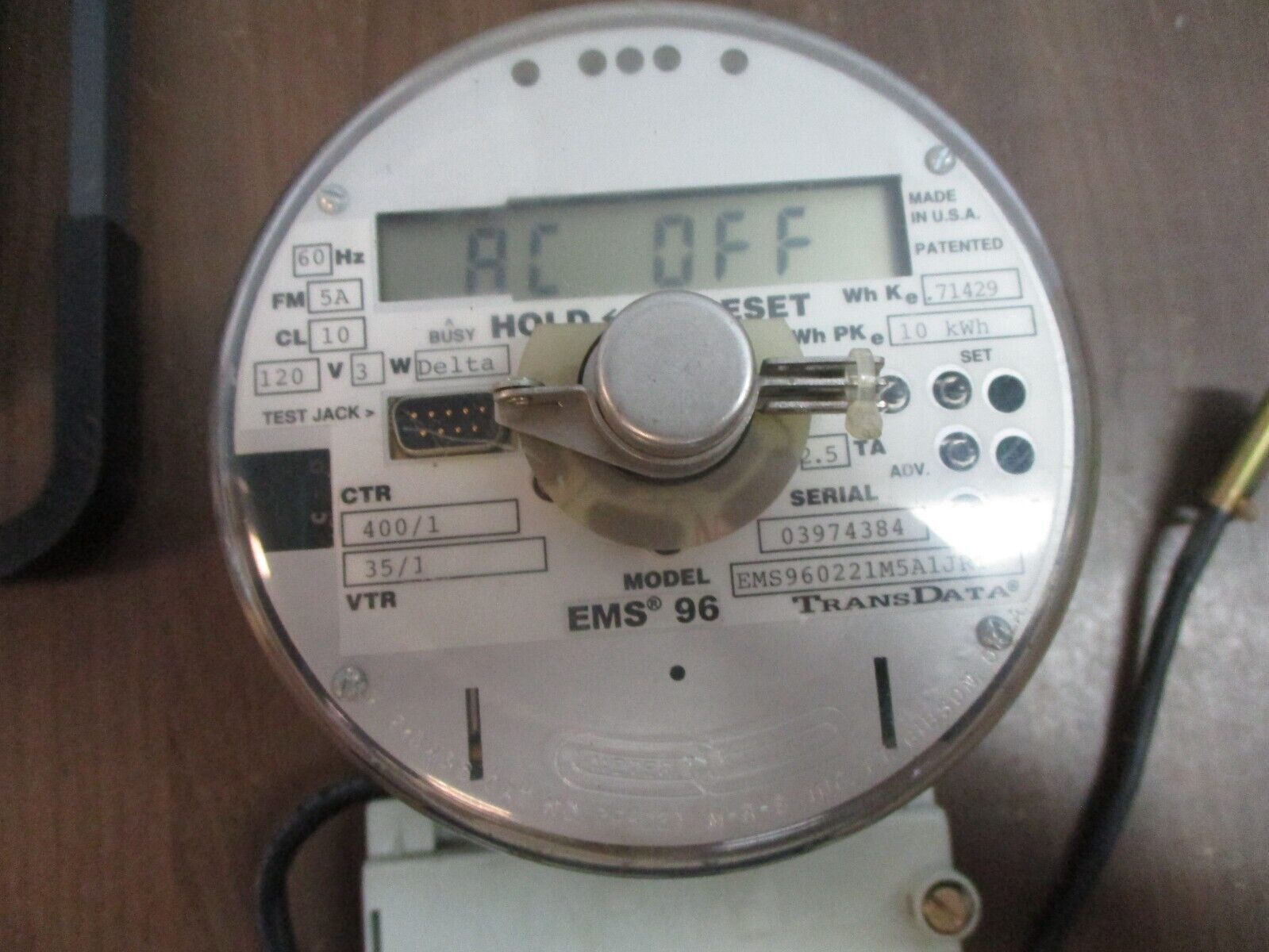 TransData EMS 96 Energy Meter EMS960221M5A1JRT 10kwh 120V 3Ph 60Hz Used