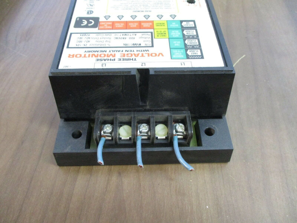 SSAC 3Ph Voltage Monitor WVM911RN 400-480VAC w/ Ten Fault Memory Used