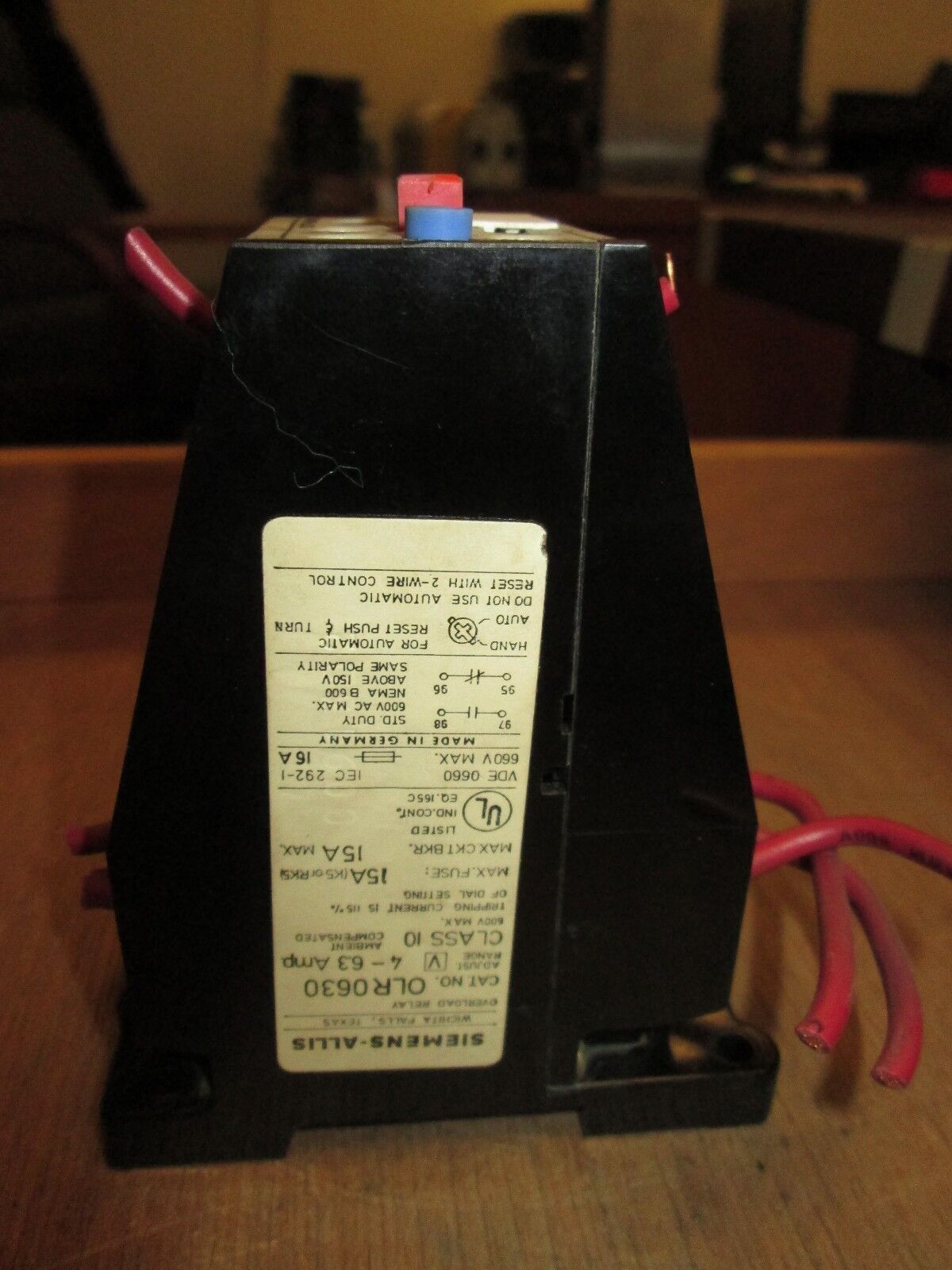Siemens Overload Relay OLR0630 Range 4-6.3A 3P Used