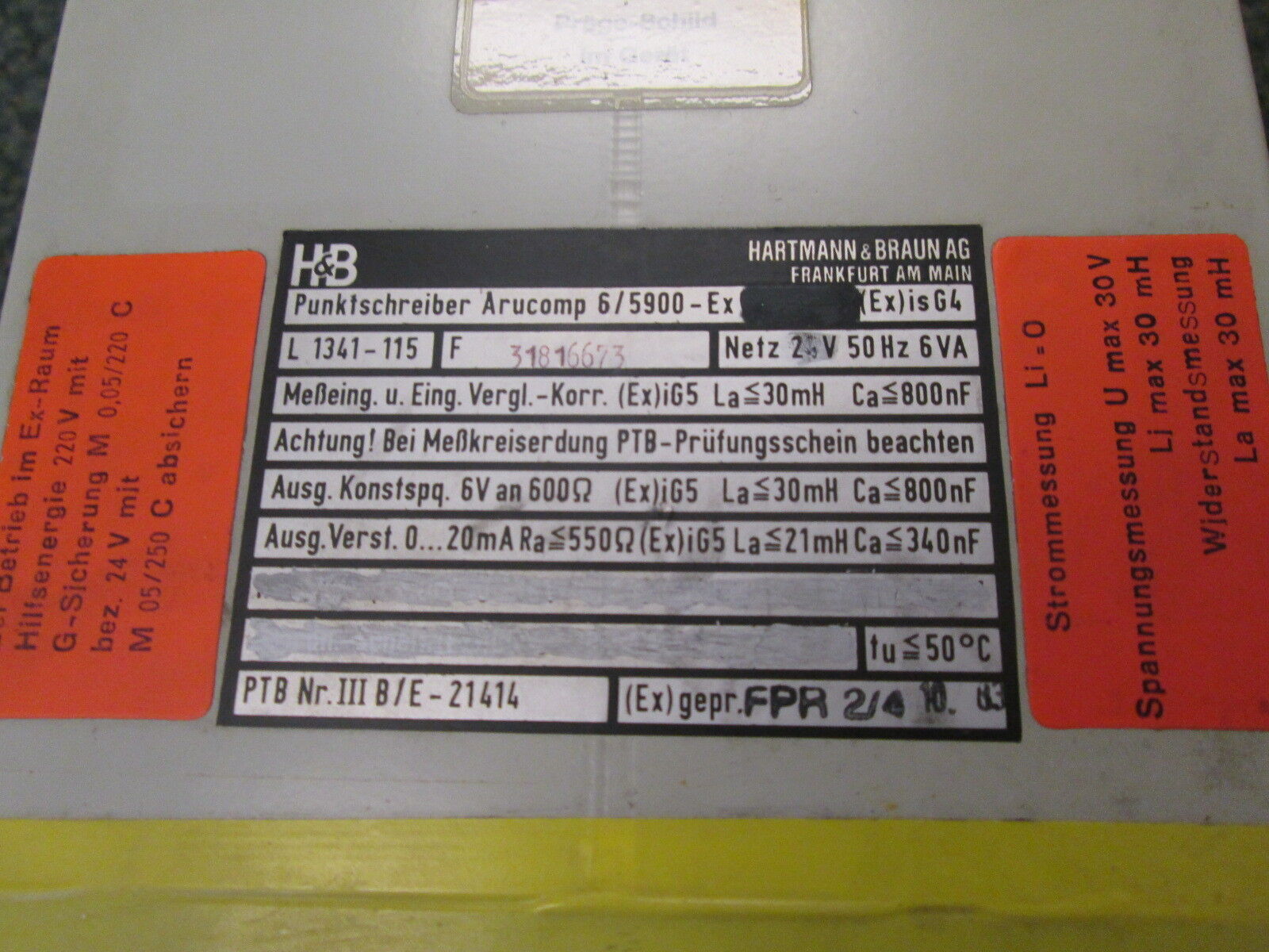 H&B Punktschreiber Arvcomp 6/5900-Ex 24V 50Hz 6VA Used
