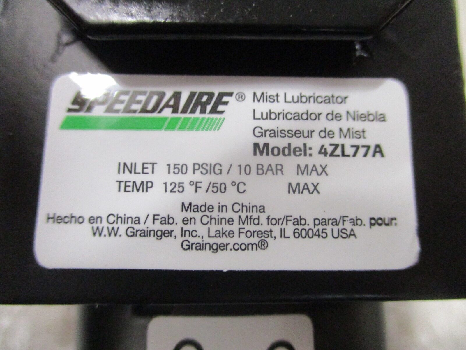 Speedaire Airline Lubricator 4ZL77A 1/2" 95CFM 150 PSI New Surplus