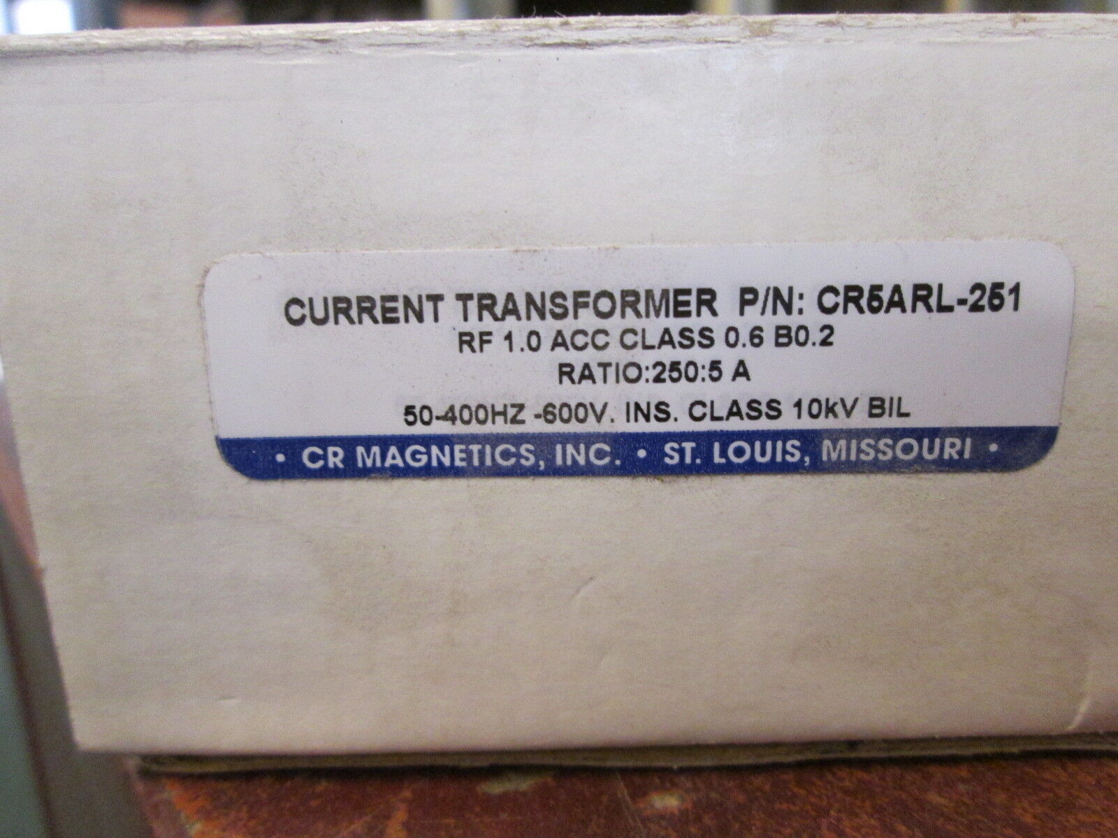 CR Magnetics Current Transformer CR5ARL-251 Ratio: 250:5A 600V 50-400Hz 10kv BIL