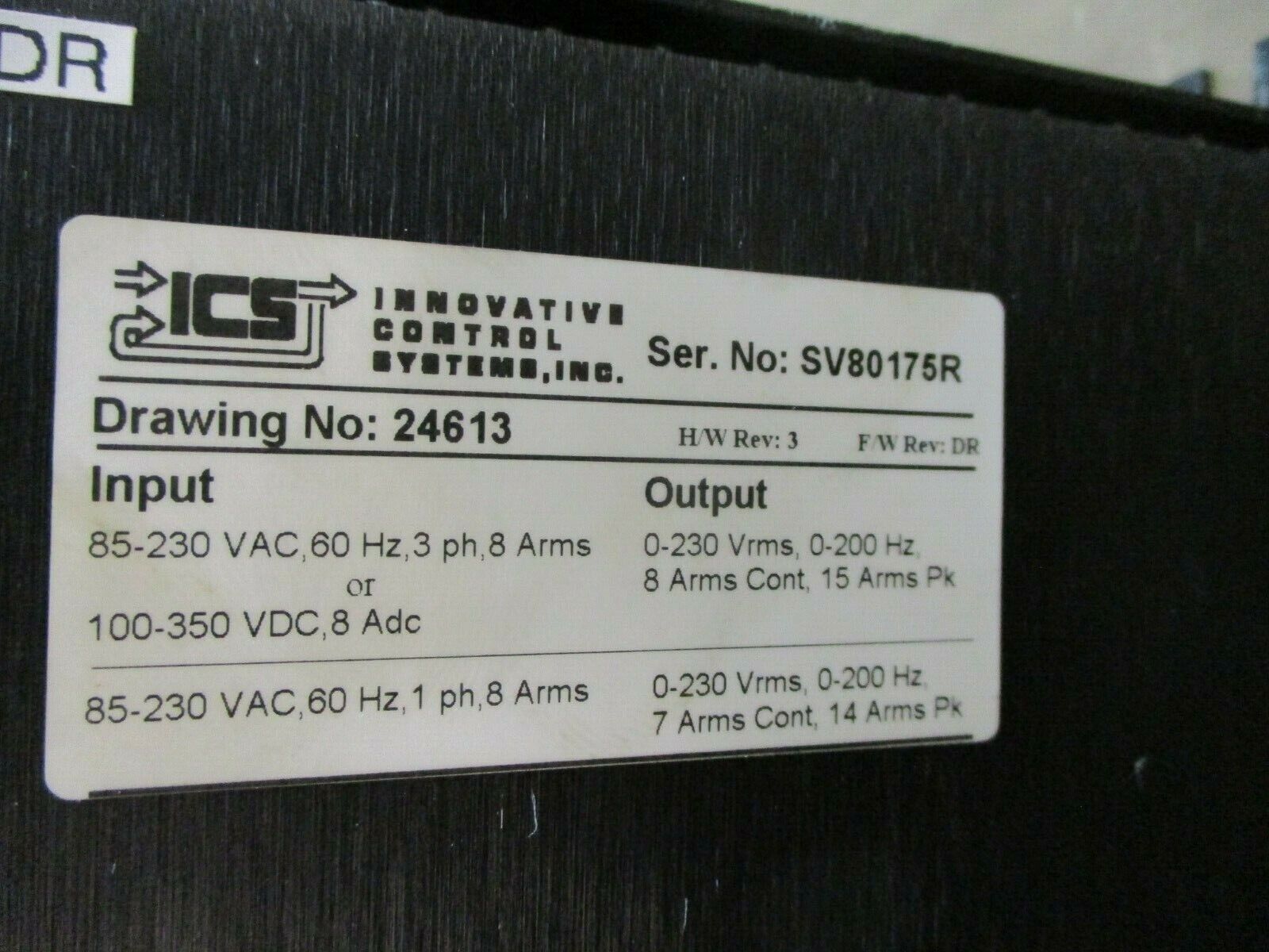 ICS Positioner SV2008 H/W Rev.: 3 F/W Rev: DR Used