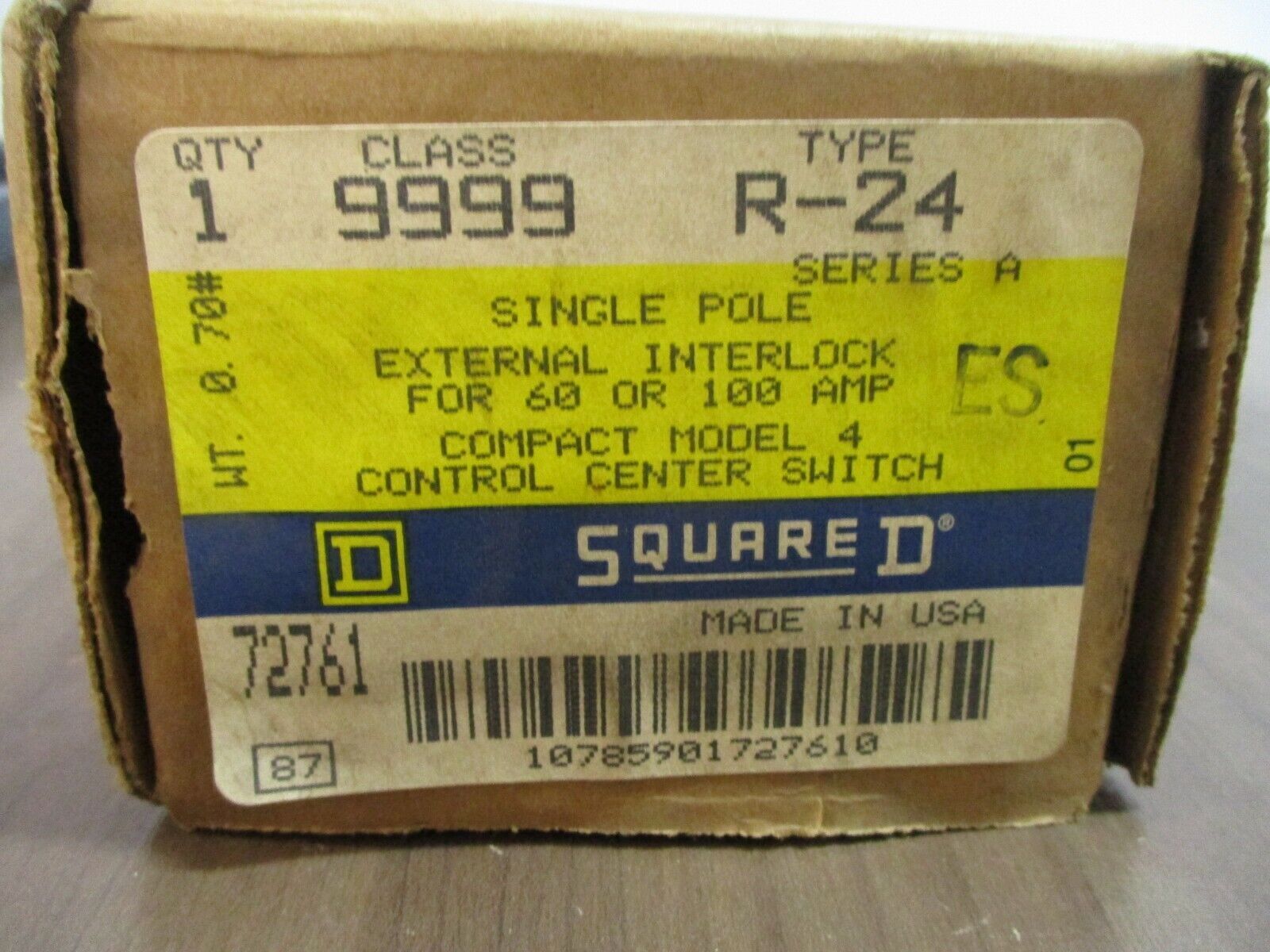 Square D External Interlock 9999 R-24 Ser. A 1-Pole 60 or 100A New Surplus