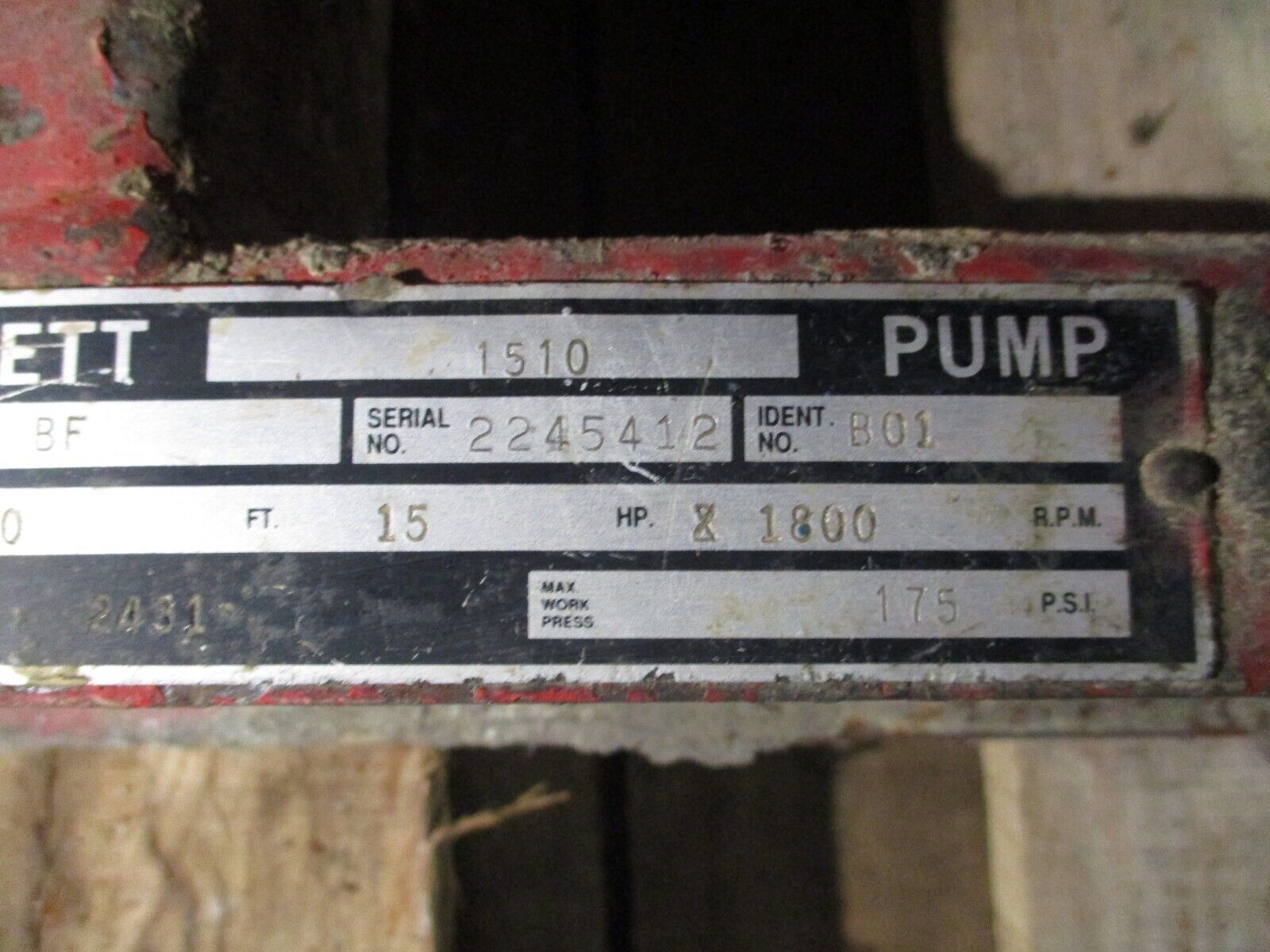 Bell & Gossett 1510 Pump 3BC 9.250 BF 15HP 340GPM 80FT Head 1800RPM 175PSI 3Ph