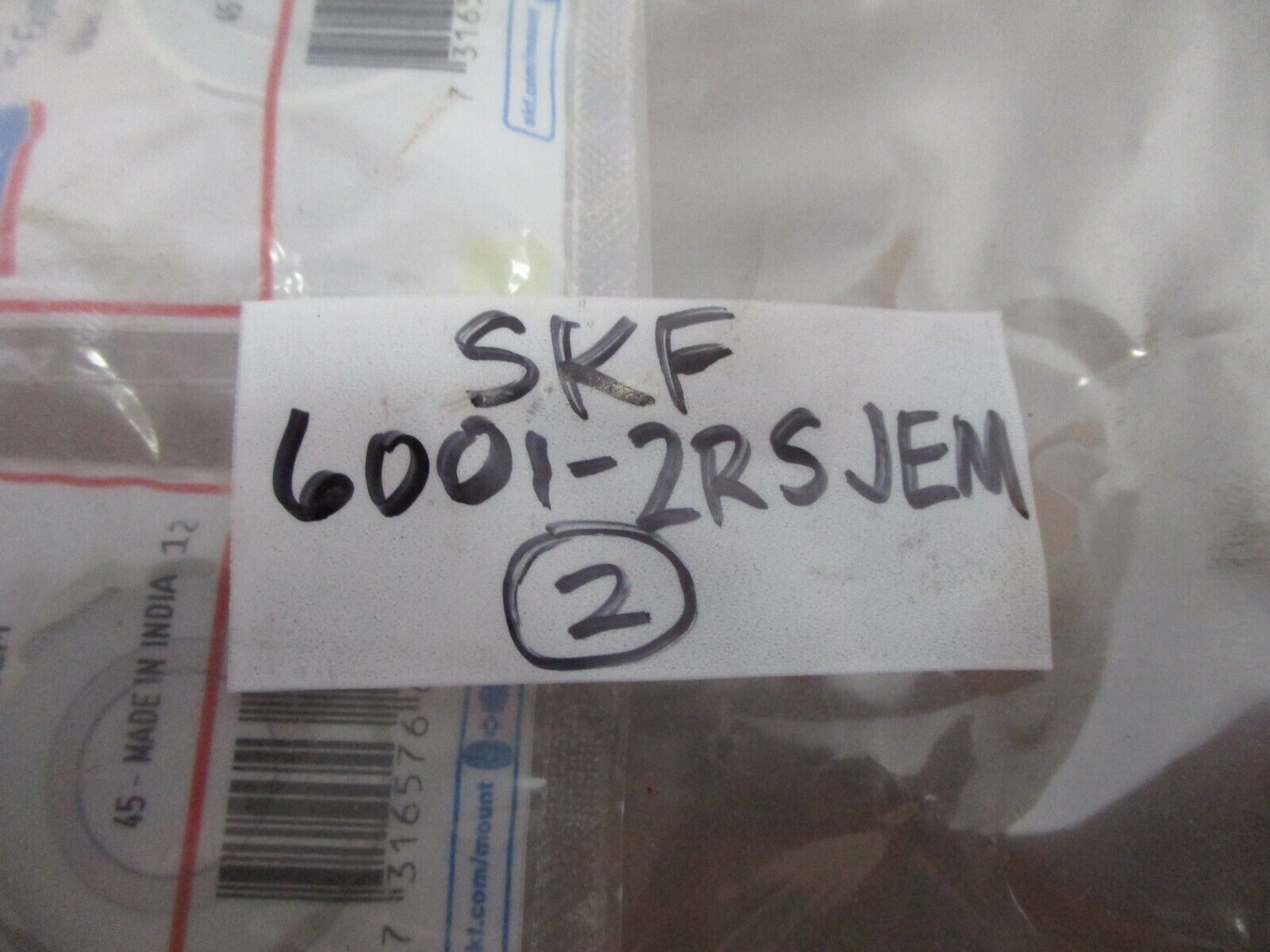 SKF Explorer Ball Bearing 6001-2RSJEM *Lot of 2* New Surplus