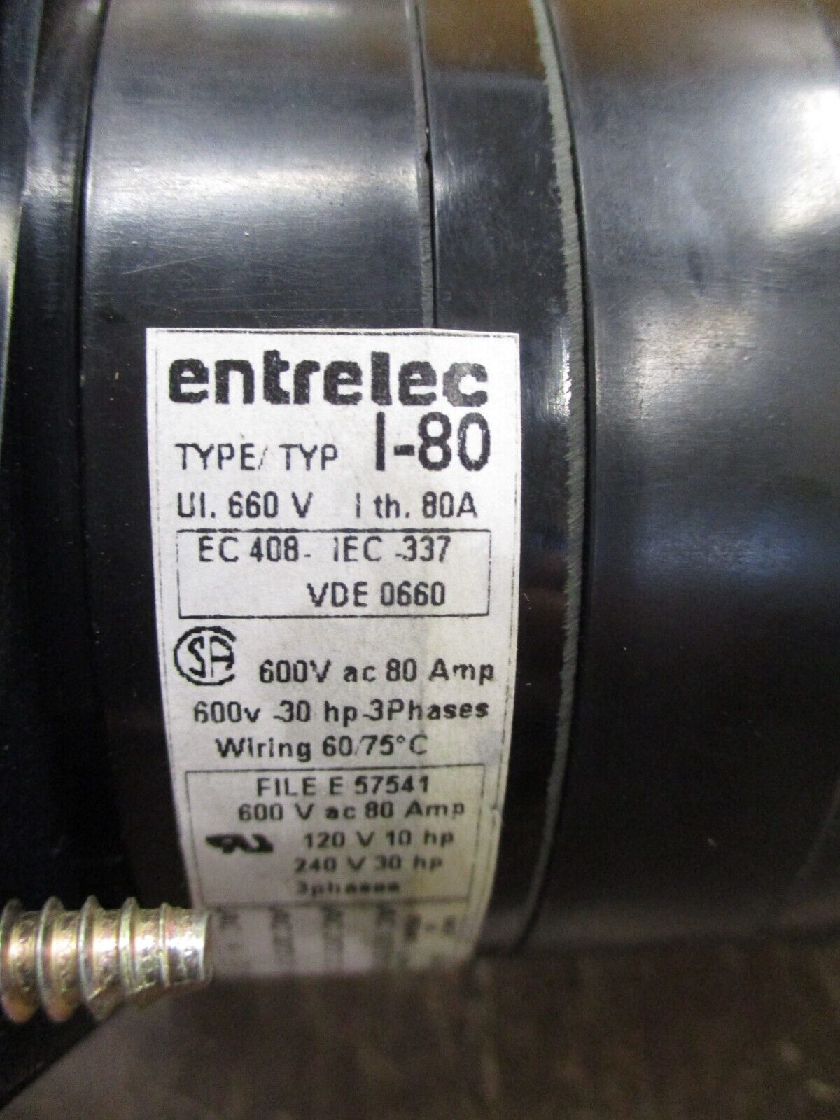 Entrelec Type I-80 UPS Bypass Rotary Switch 360 007 S9 80A 600V Used