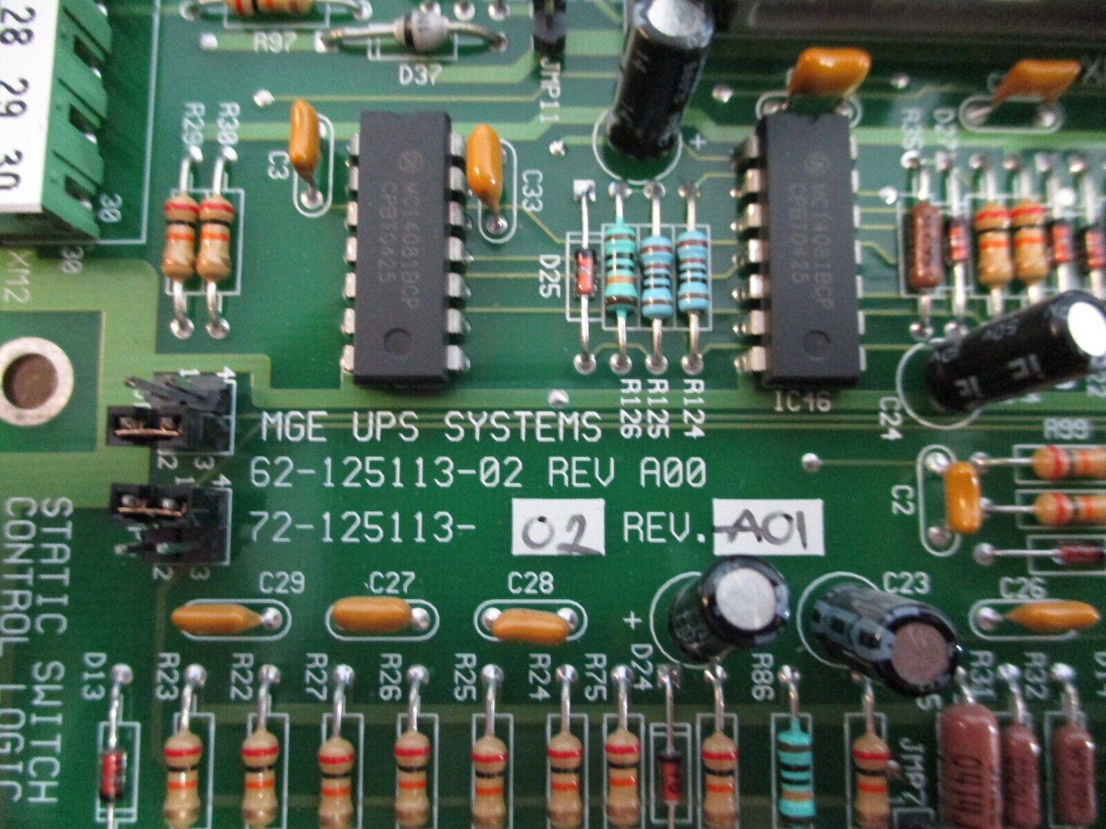MGE Static Switch Control Logic Board 72-125113-01 Rev. A01 Used