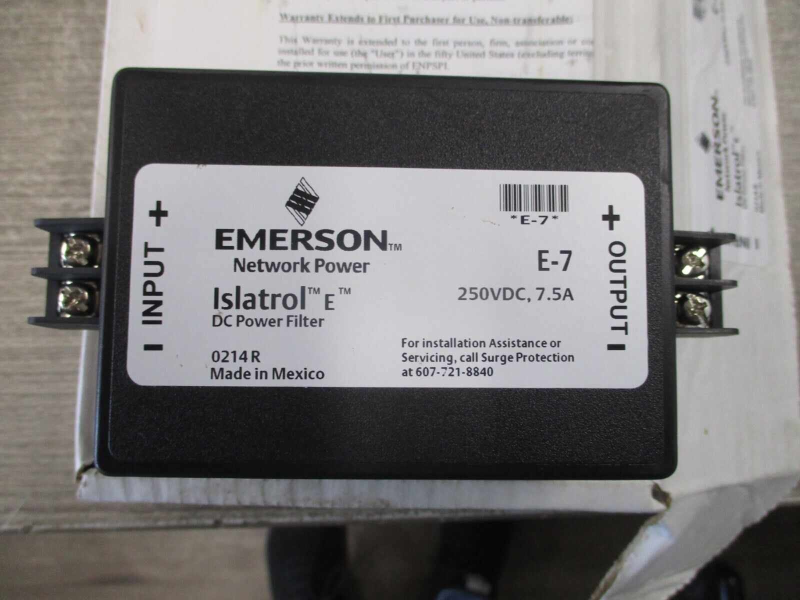 Emerson Islatrol E DC Power Filter E-7 250VDC 7.5A New Surplus