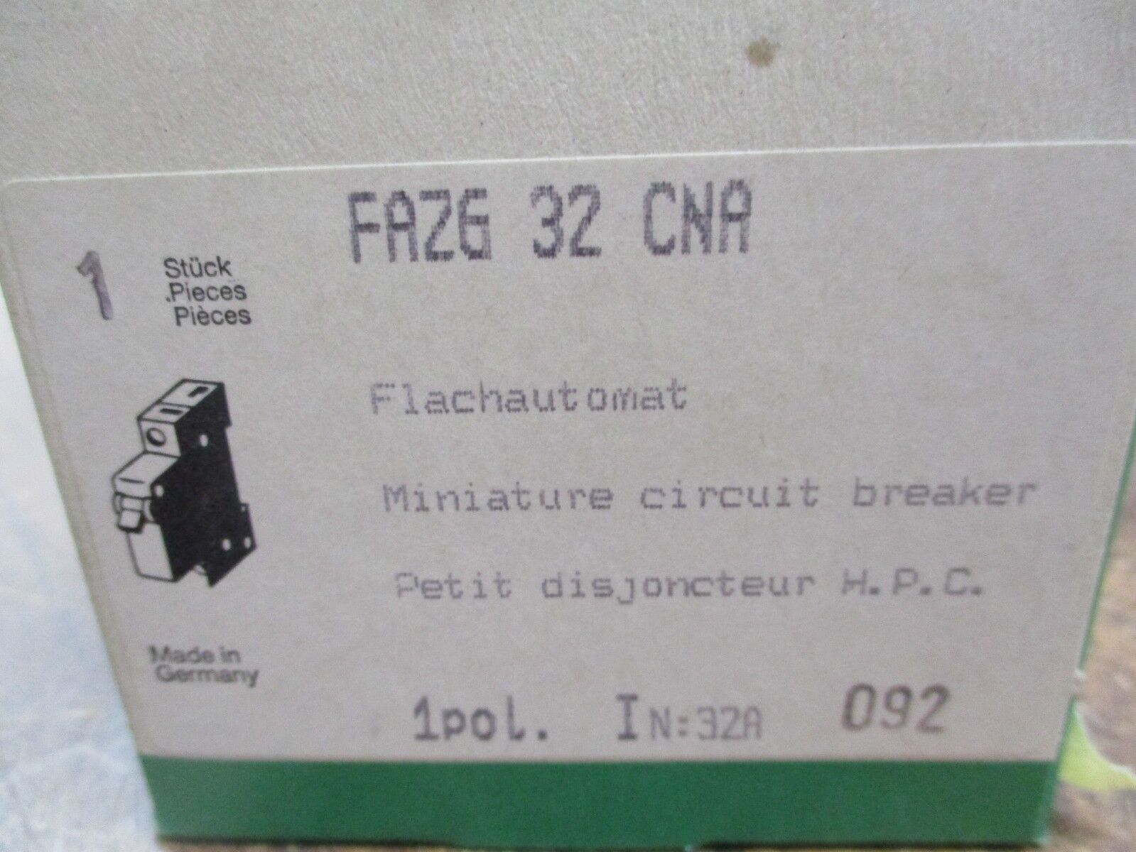 Klockner Moeller Circuit Breaker FAZG-32-CNA 1 Pole 32A New Surplus