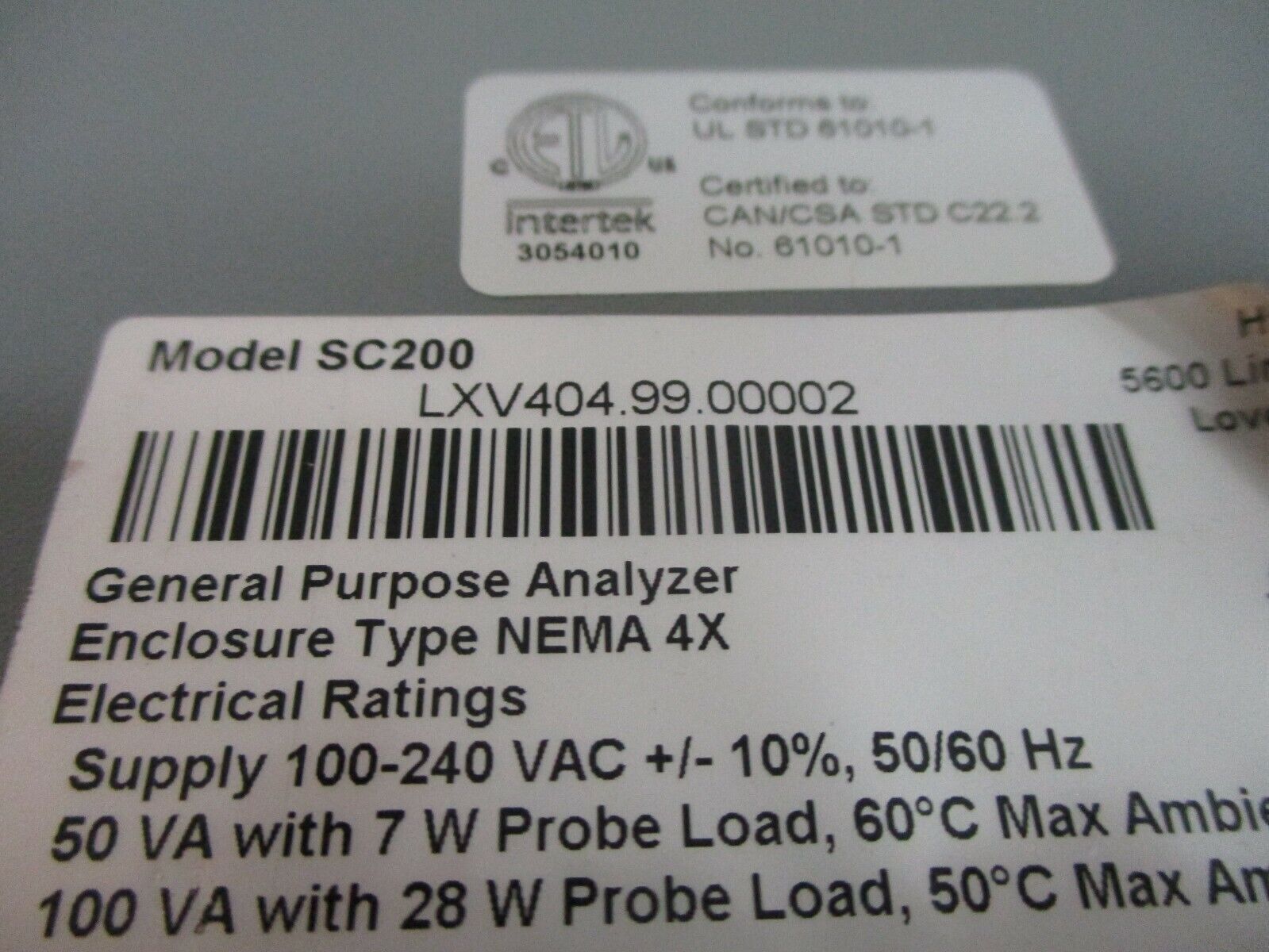 Hach SC200 Universal Controller LXV404.99.00002 *No Front* Used