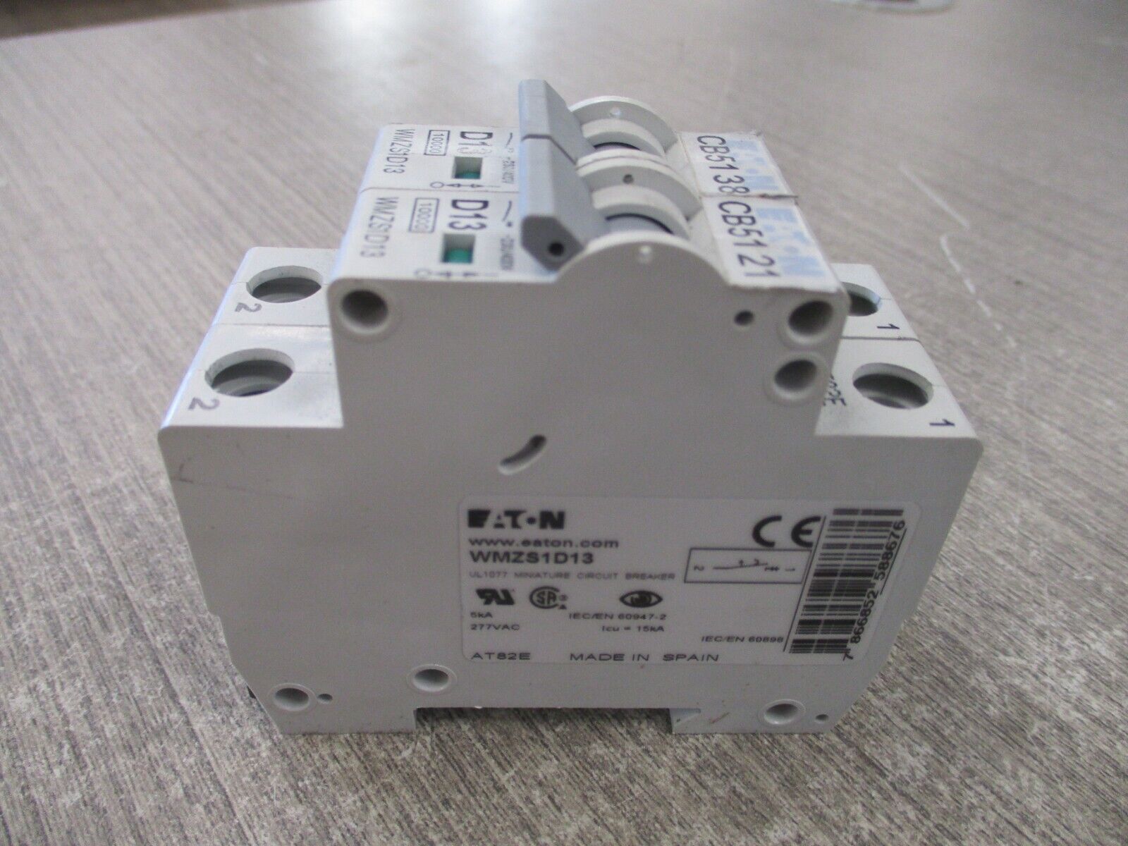 Eaton Circuit Breaker WMZS1D13 13A 230/400V 1P *Lot of 2* Used