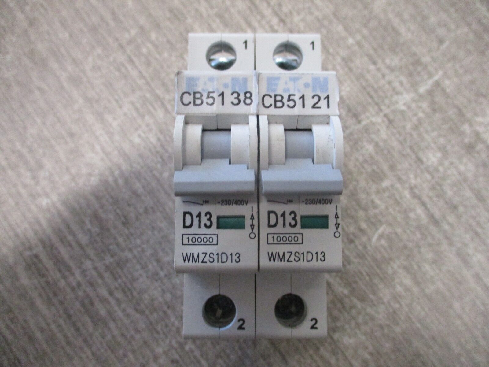 Eaton Circuit Breaker WMZS1D13 13A 230/400V 1P *Lot of 2* Used