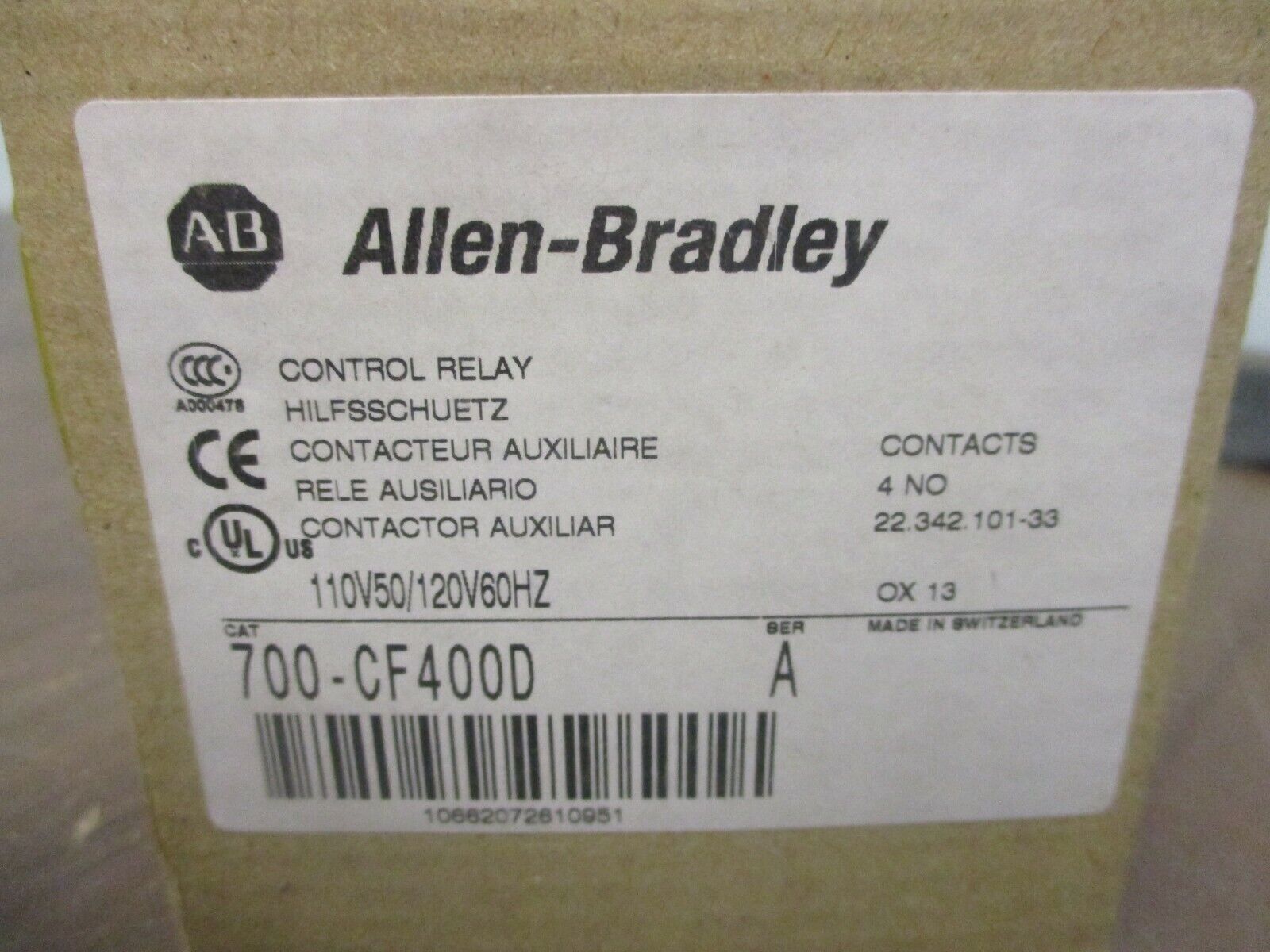 Allen-Bradley Contactor 700-CF400D Ser. A 120V Coil New Surplus