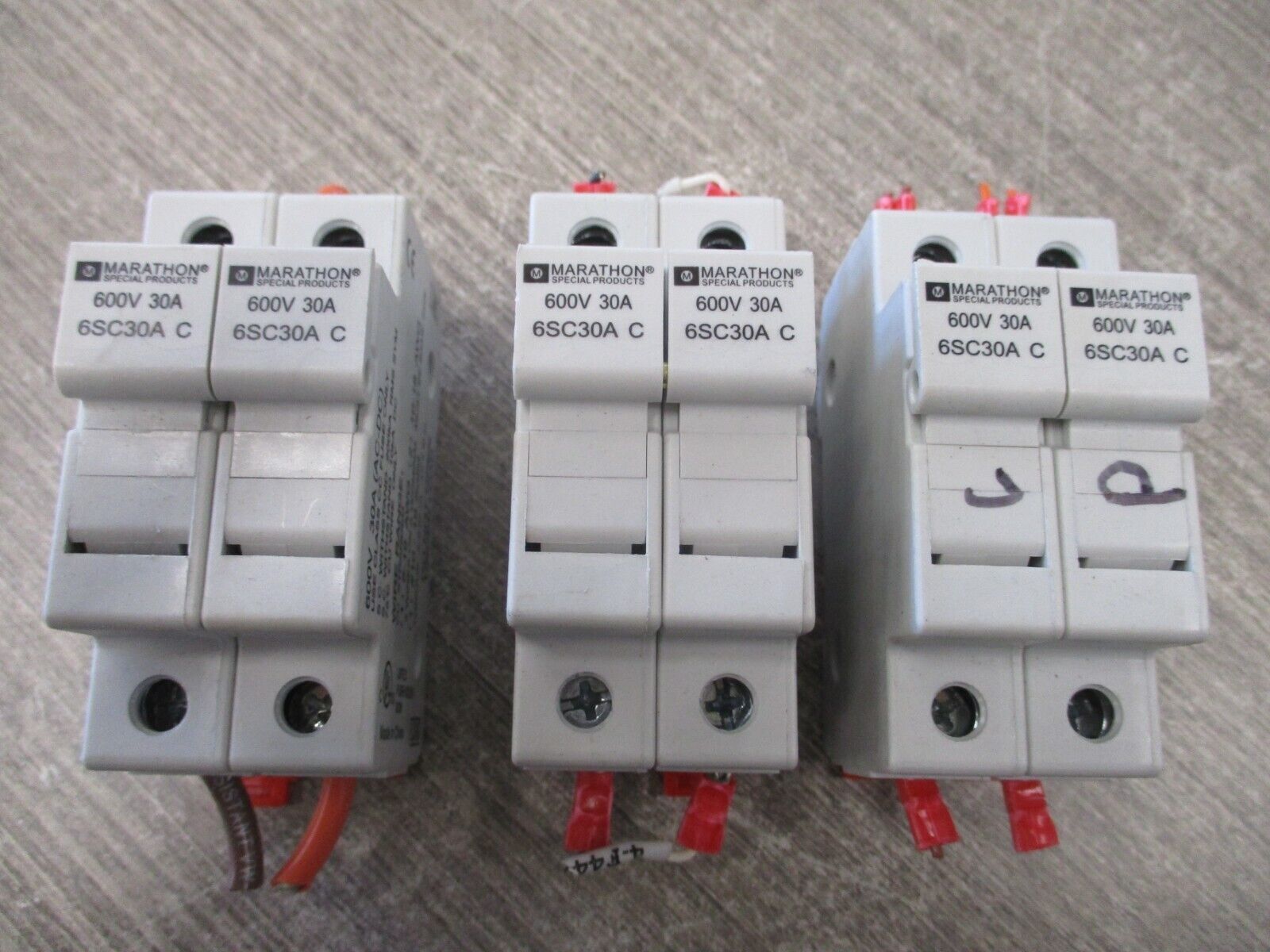 Marathon Fuse Holder 6SC30A C 30A 600V 2P *Lot of 3* Used