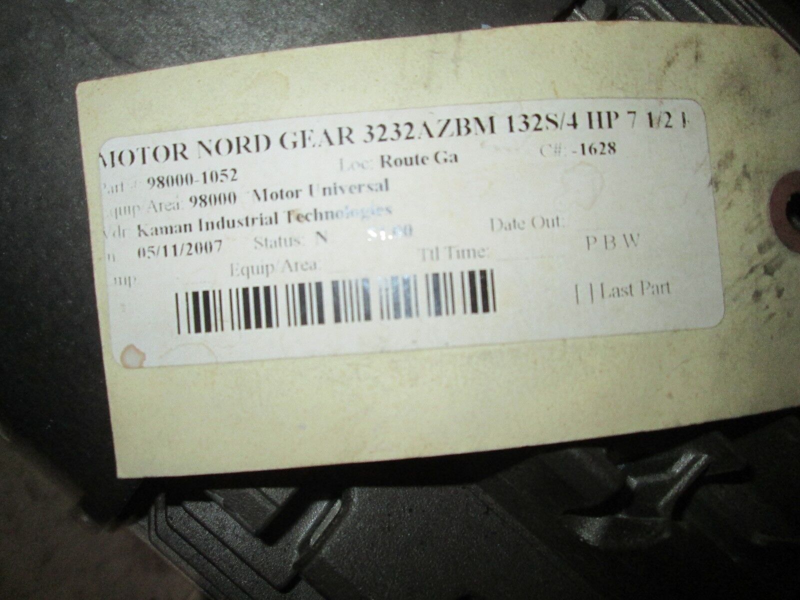 Nord Motor w/ Nord Gear 132S/4 3232AZBM 7.5HP 152 speed 11.38 ratio Used