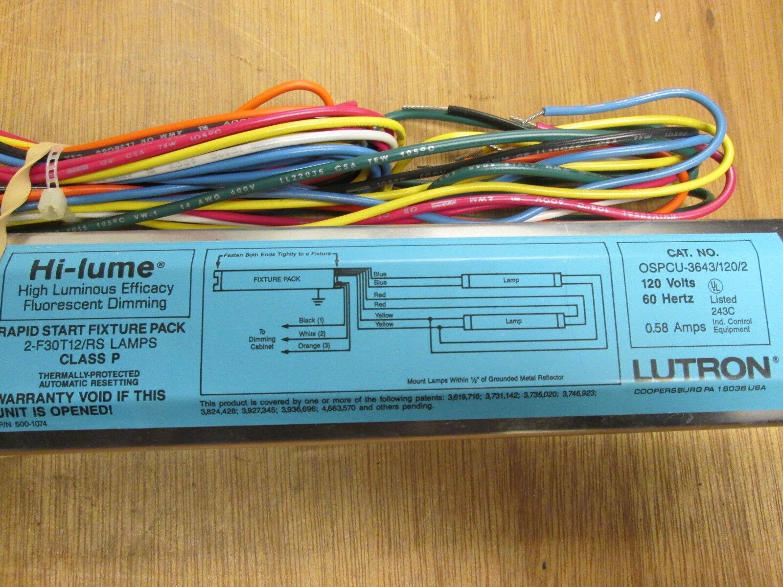 Lutron Dimming Ballast OSPCU-3643/120/2 120v 60Hz New Surplus