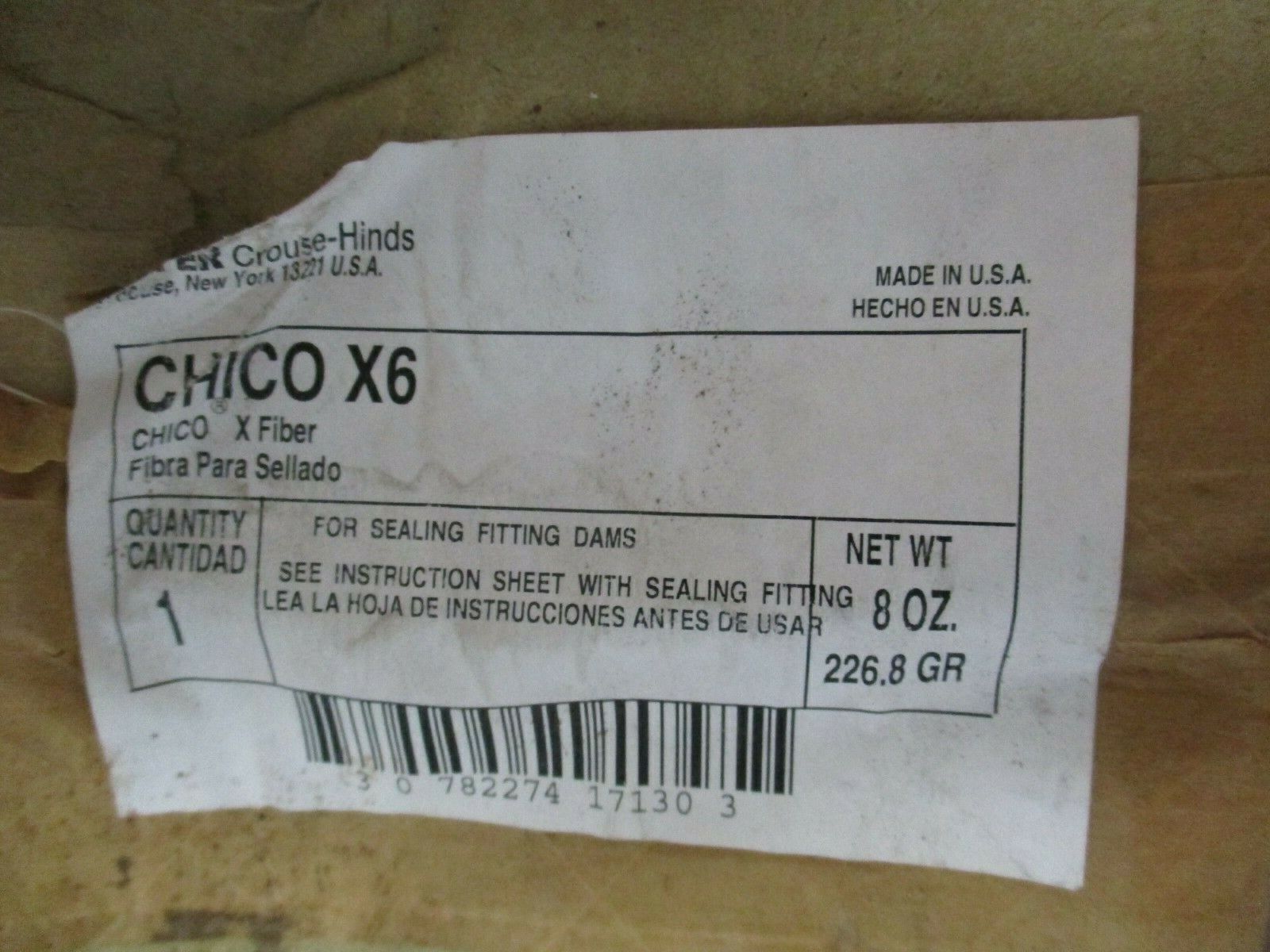 Cooper Crouse-Hinds CHICO X Fiber CHICOX6 8oz For Sealing Fitting Dams
