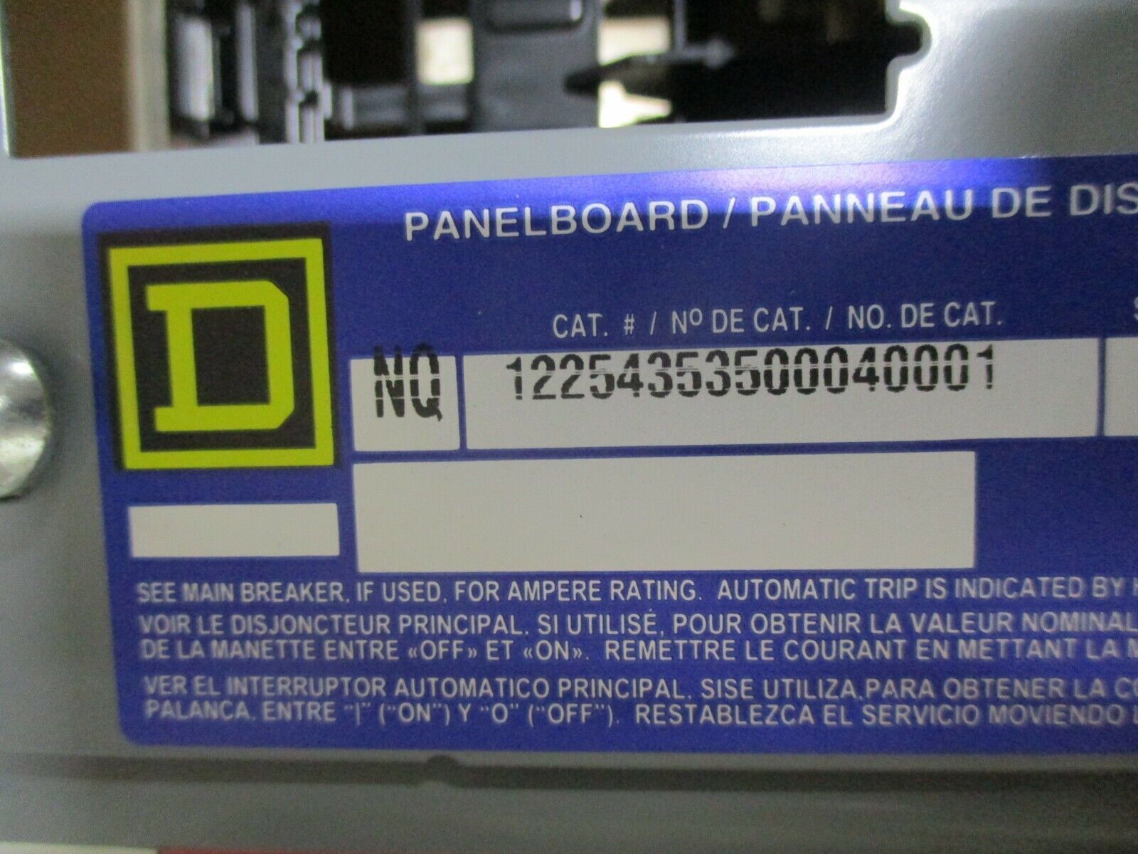 Square D Panelboard Interior NQ12254353500040001 100A 208Y/120V 3Ph New Surplus