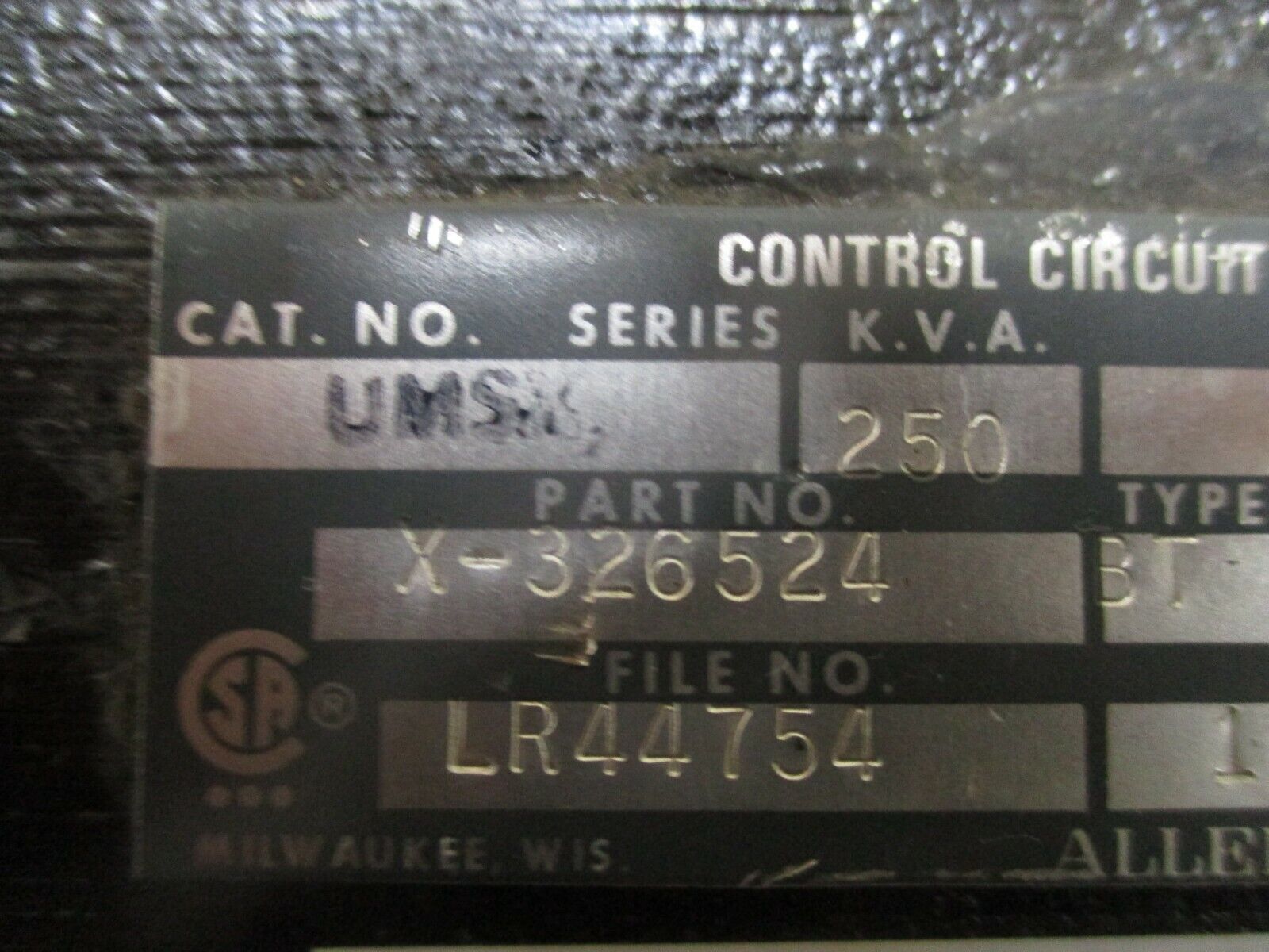 Allen-Bradley UMSX Type BT Control Transformer X-326524 250KVA Pri: 550/600V