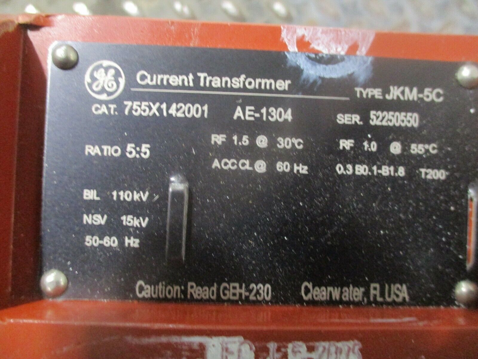 GE Type JKM-5C Current Transformer 755X142001 Ratio 5:5A 15KV 110KV BIL Used