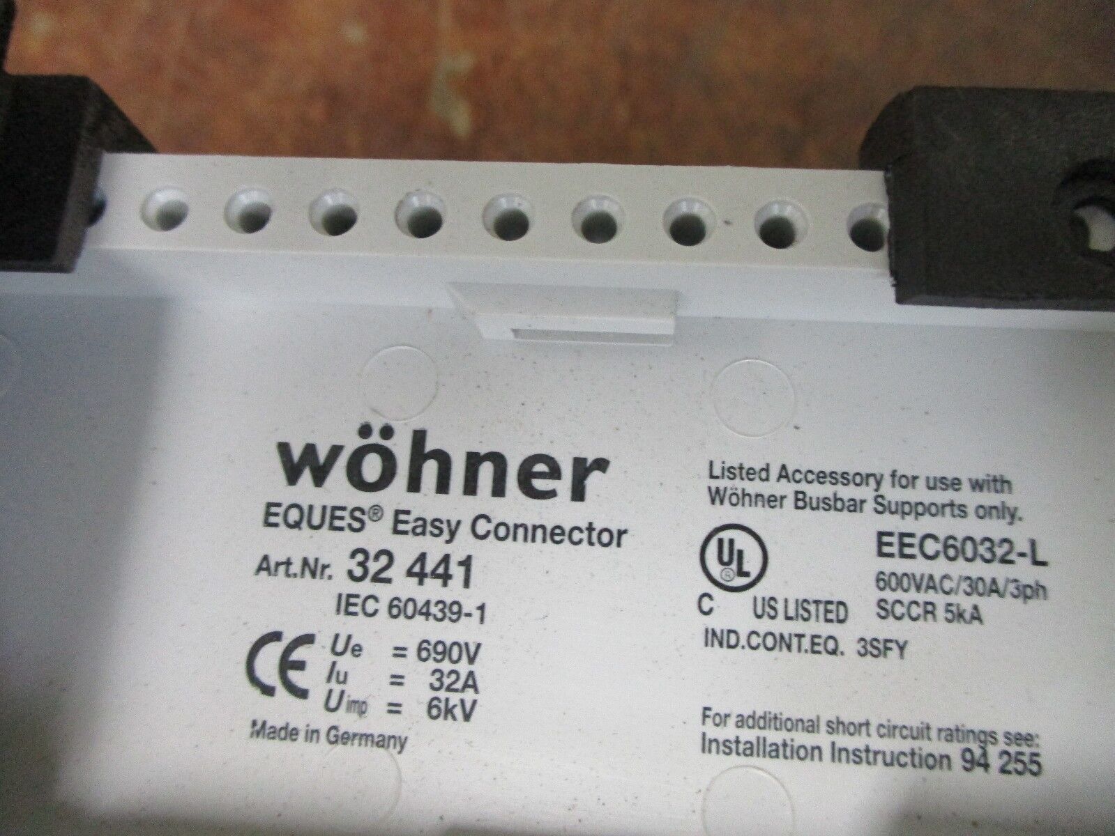 Wohner Eques Easy Connector 32 466 600V 80A 3Ph *Lot of 2* Used