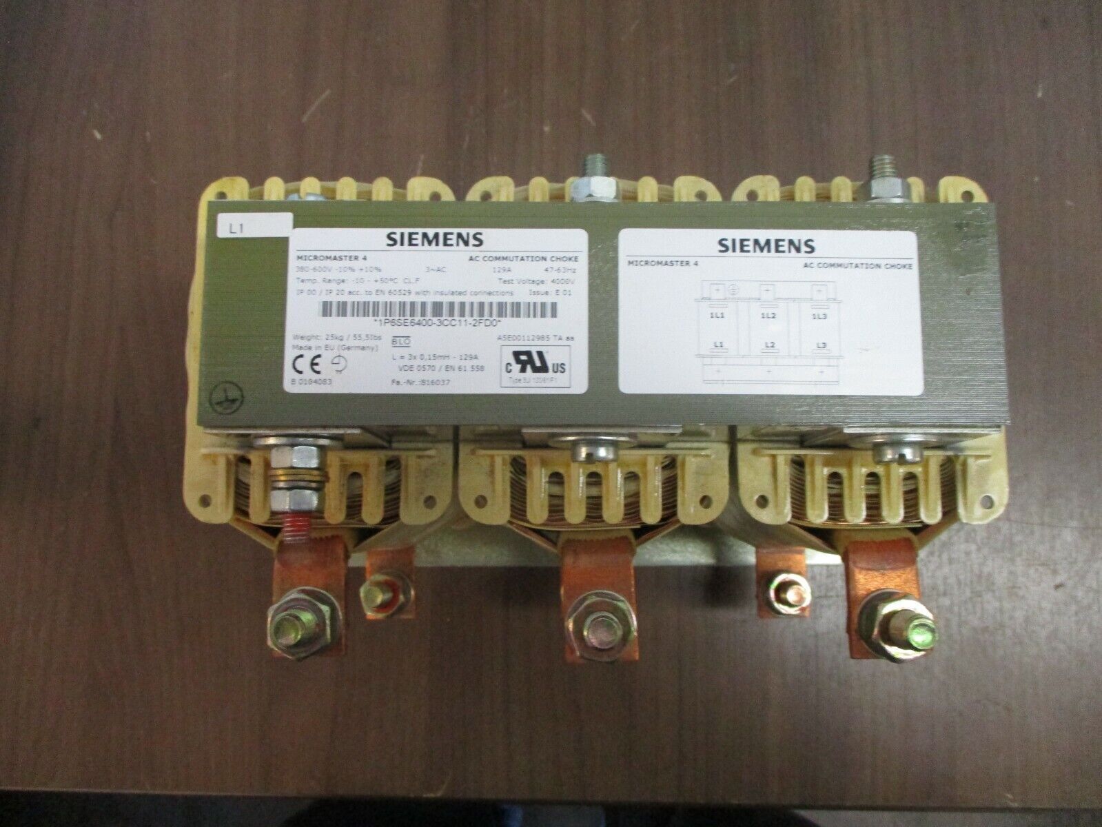 Siemens Micromaster 4 AC Commutation Choke 1P6SE6400-3CC11-2FD0 380-600V 129A