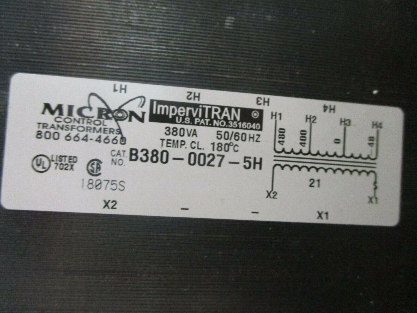 Micron ImperviTRAN Control Transformer w/ Power Supply Board B380-0027-5H 380VA