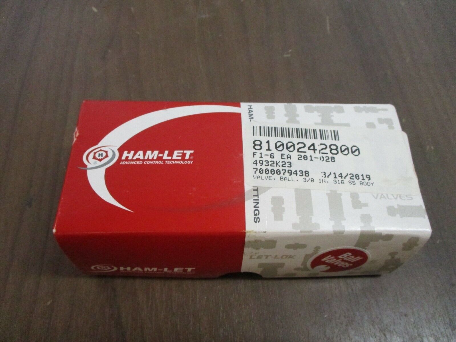Ham-Let Ball Valve H-710-SS-G-3/8-T-LD 3/8" New Surplus