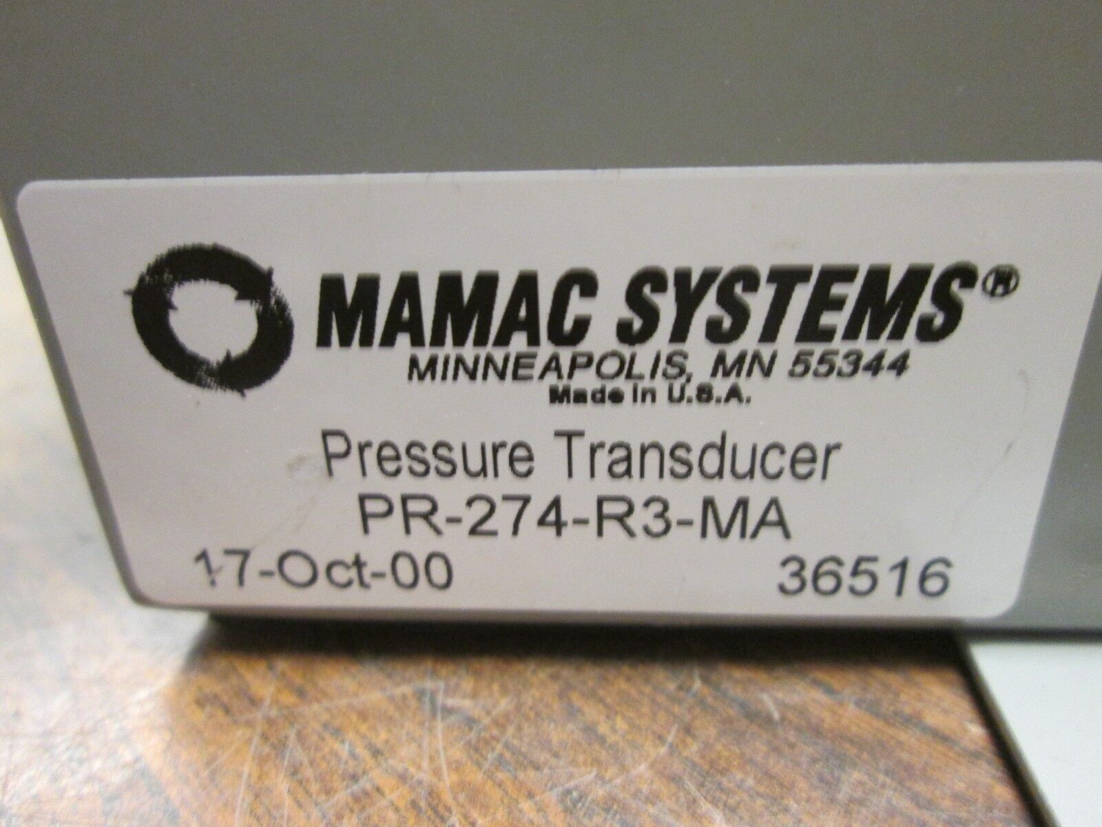 Mamac Systems Pressure Transducer PR-274-R3-MA Used