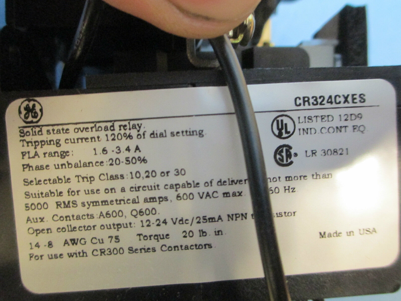 GE Starter FTNSC02EE, Size 1 115-120V 1.6-3.4 Overload, New Surplus