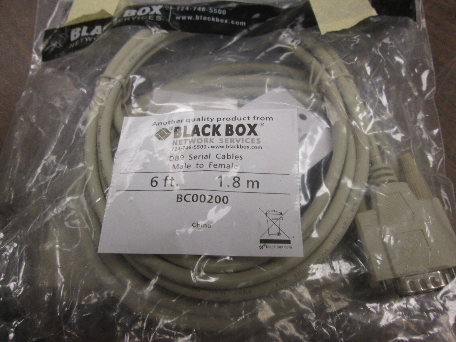 Black Box Male-Female Serial Extension Cable BC00200 6' *Lot of 2* New Surplus