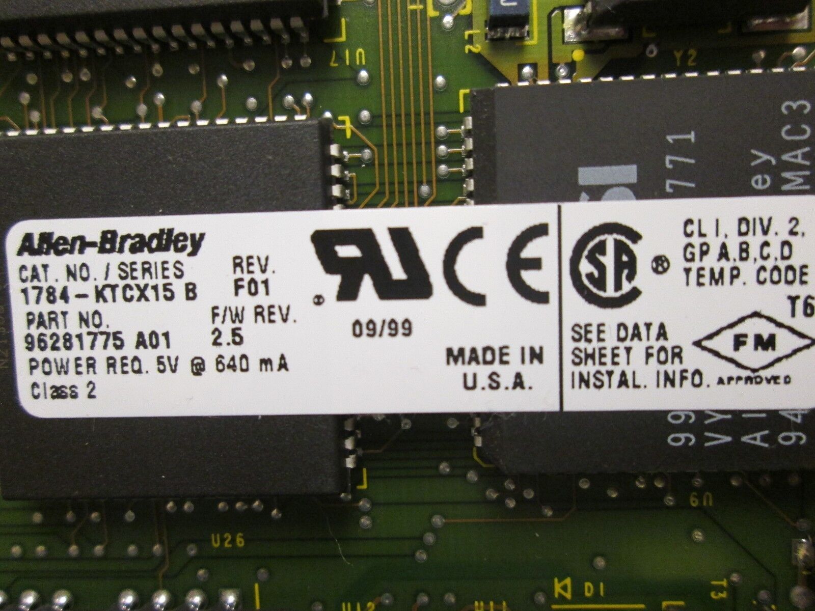 Allen-Bradley Interface Card 1784-KTCX15 B Rev F01 F/W Rev 2.5 *No Box* New Surp