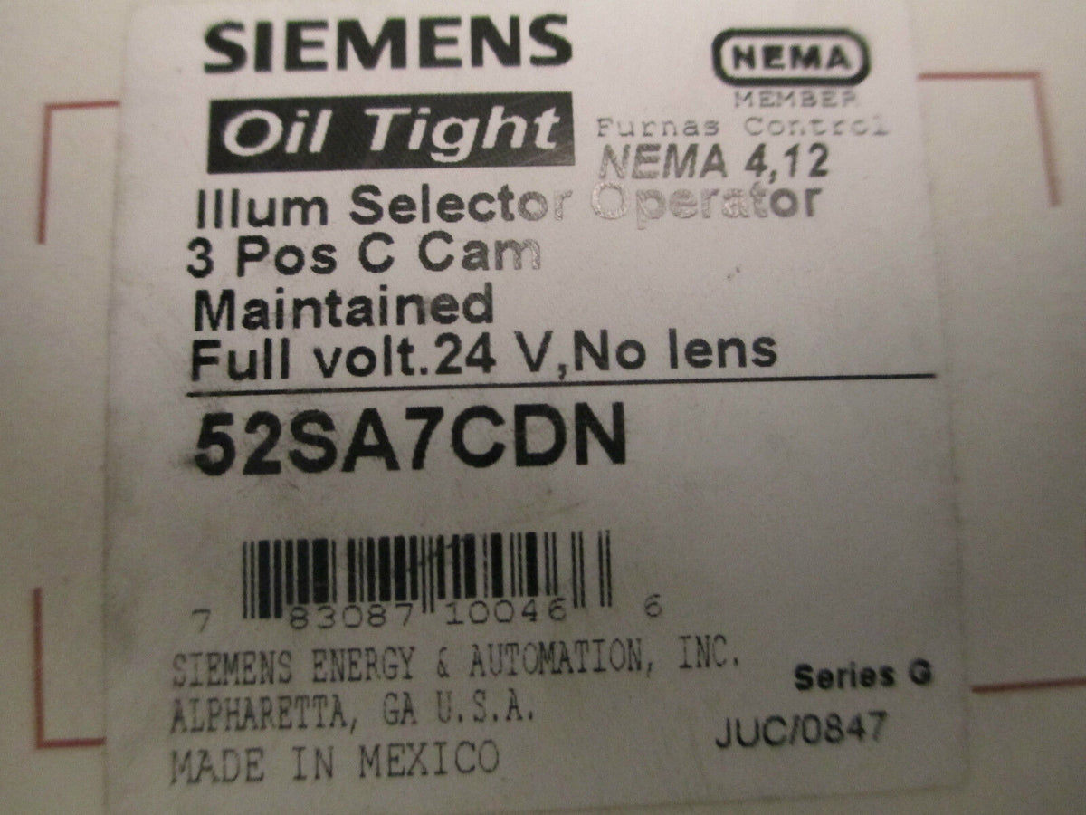 Siemens Illum Selector Operator 52SA7CDN New Surplus