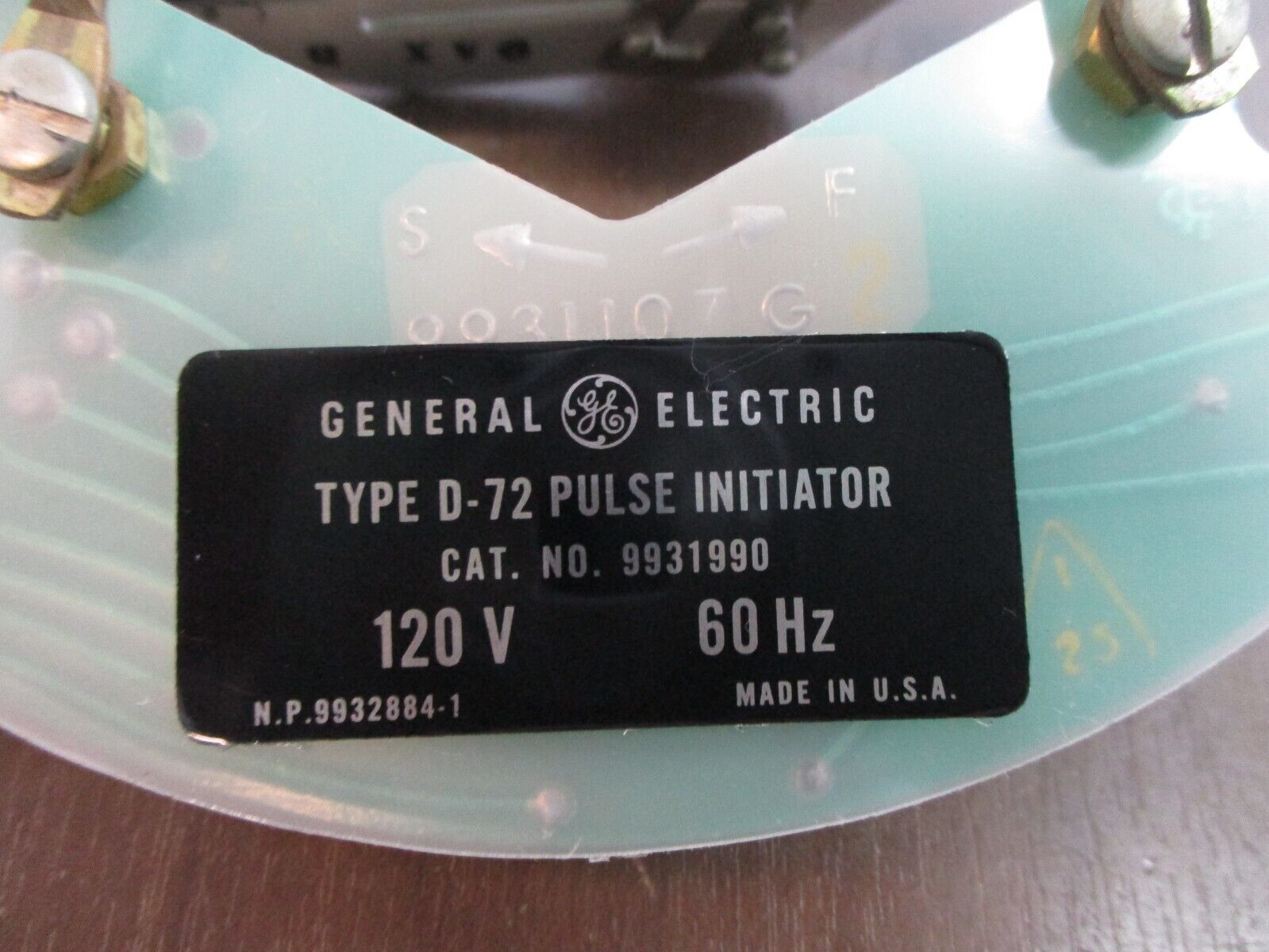 GE Type D-72 Pulse Initiator 9931990 120V 60Hz Used