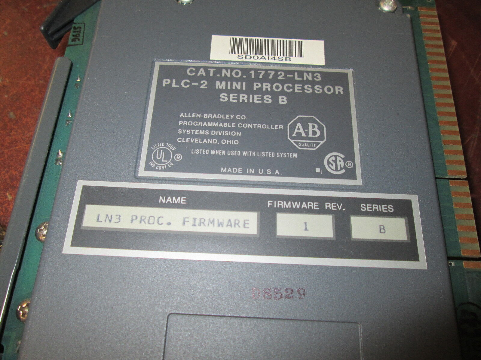 Allen-Bradley PLC-2 Mini Processor Module 1772-LN3 FRN: 1 Ser. B Used