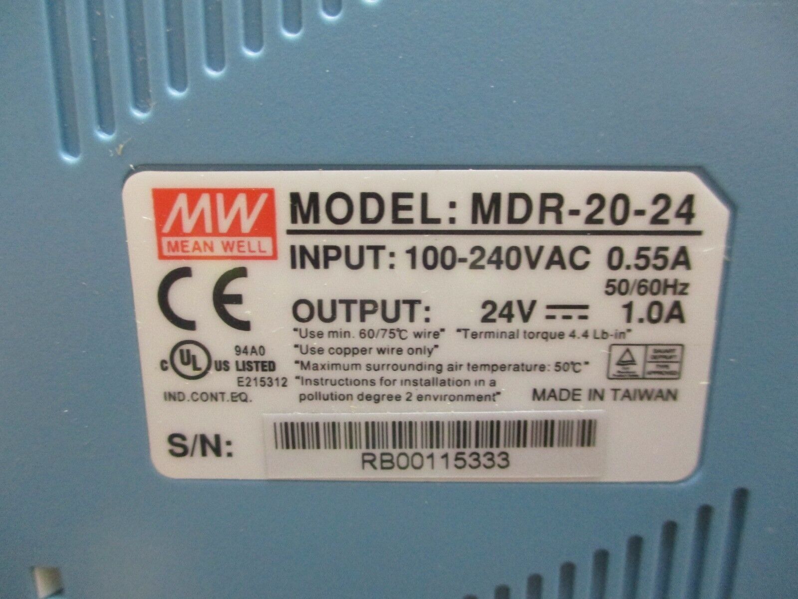 MEAN WELL Switching Power Supply MDR-20-24 Used
