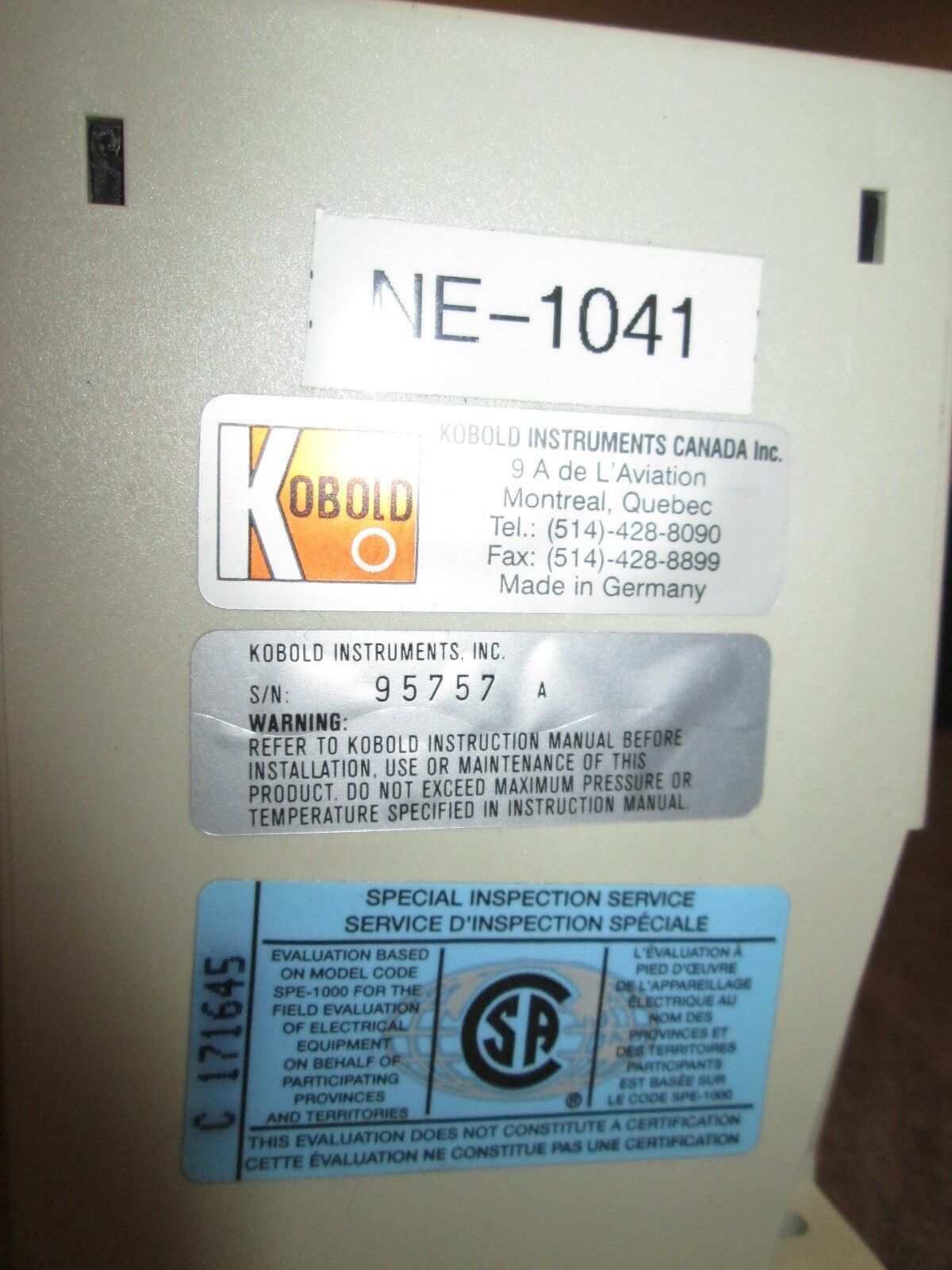 Kobold Electrode Relay NE-104 110V 50-60Hz Used