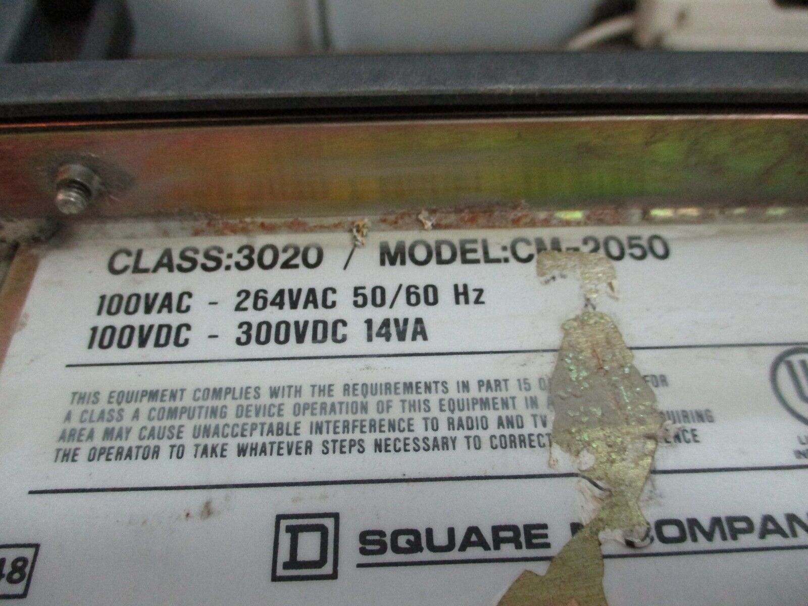 Square D Power Logic Circuit Monitor 3020 CM-2050 100-264VAC 50/60Hz Used