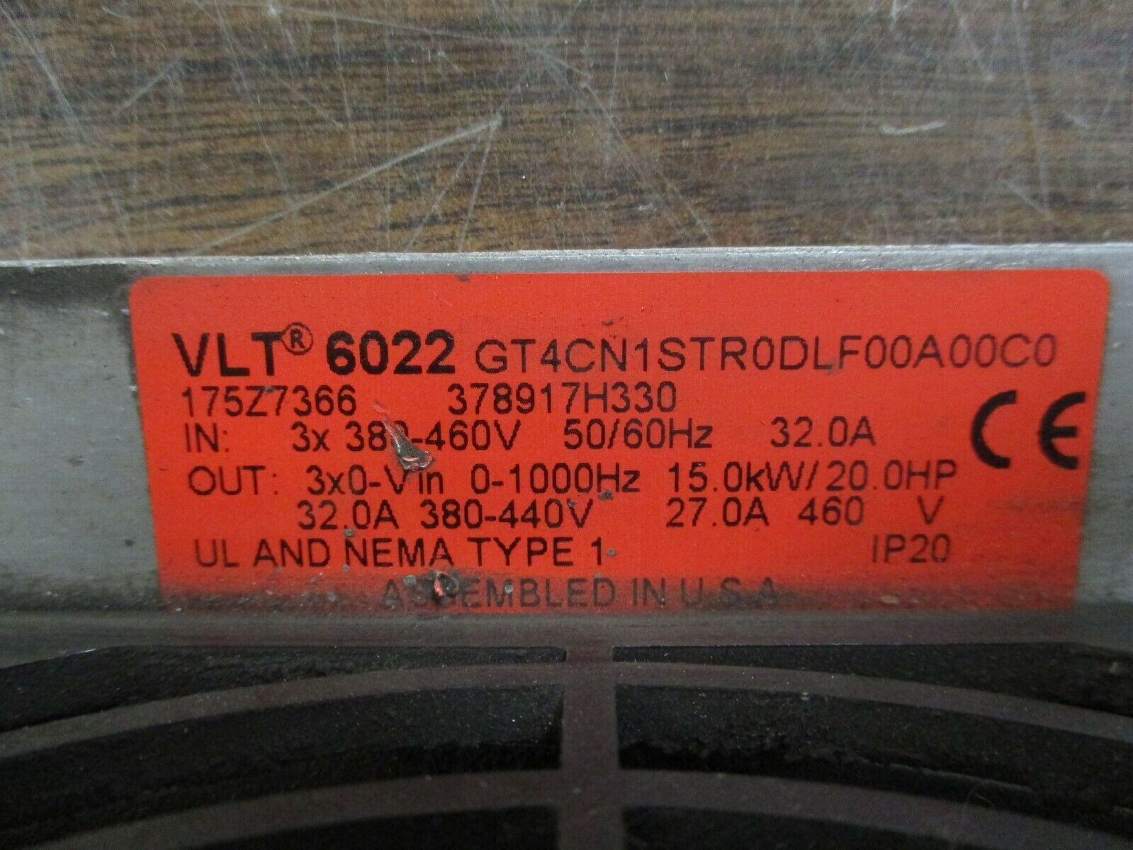 Danfoss VLT 6000 AC Drive 175Z7366 20HP 3P *Missing Terminal Cover* Used